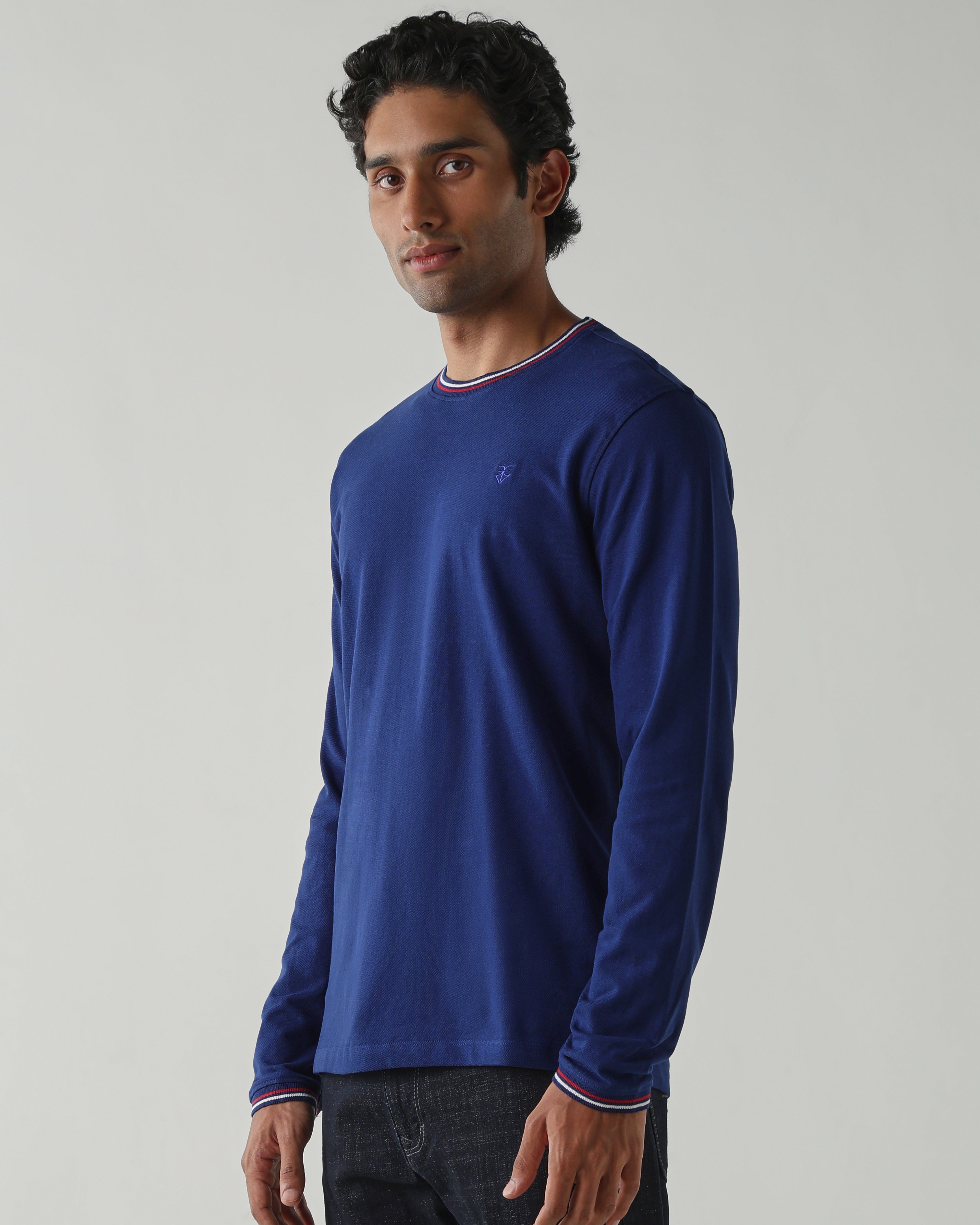 Topwear Premium Pique Knit Fabric T-Shirts – Navy