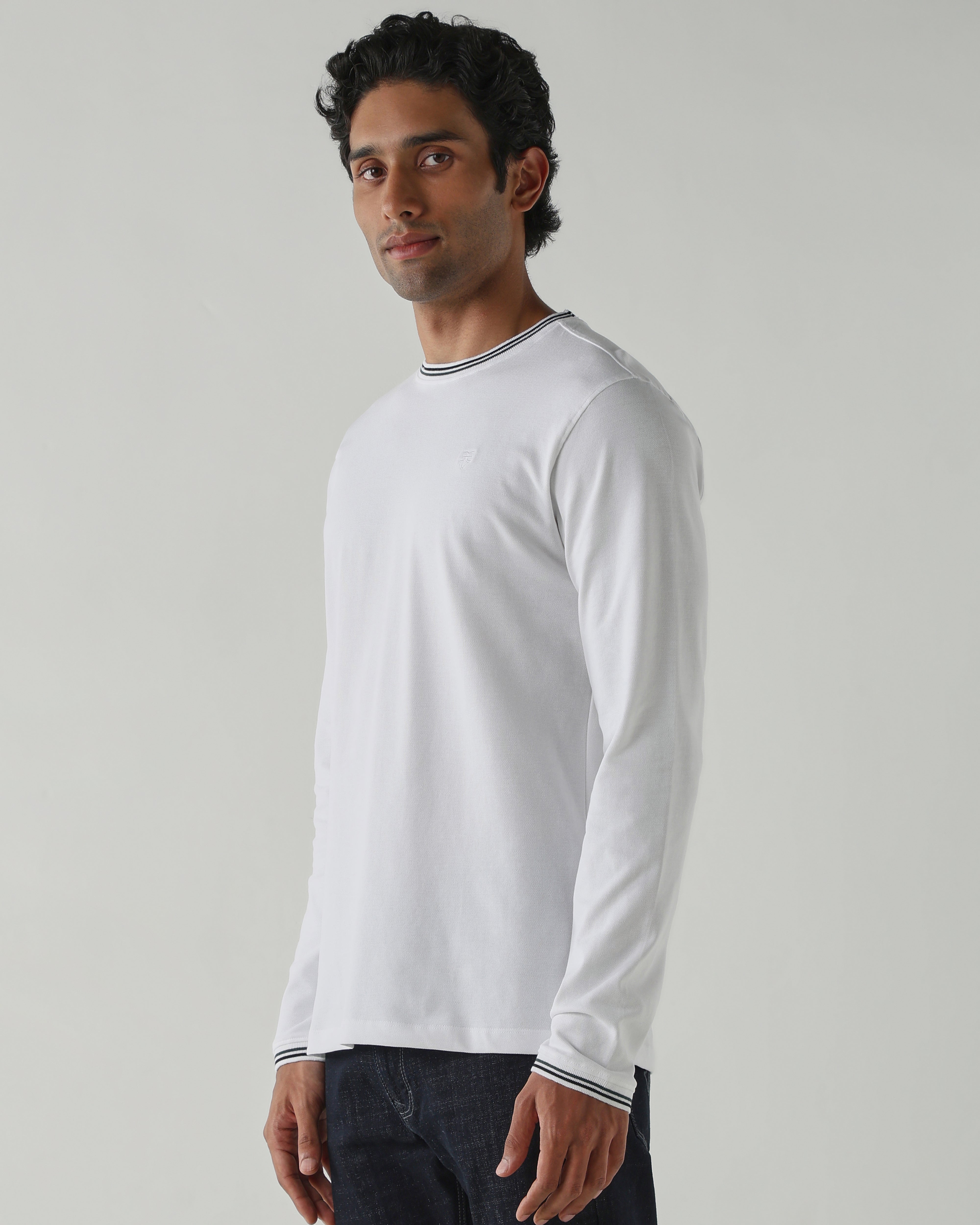 Topwear Premium Pique Knit Fabric T-Shirts – White