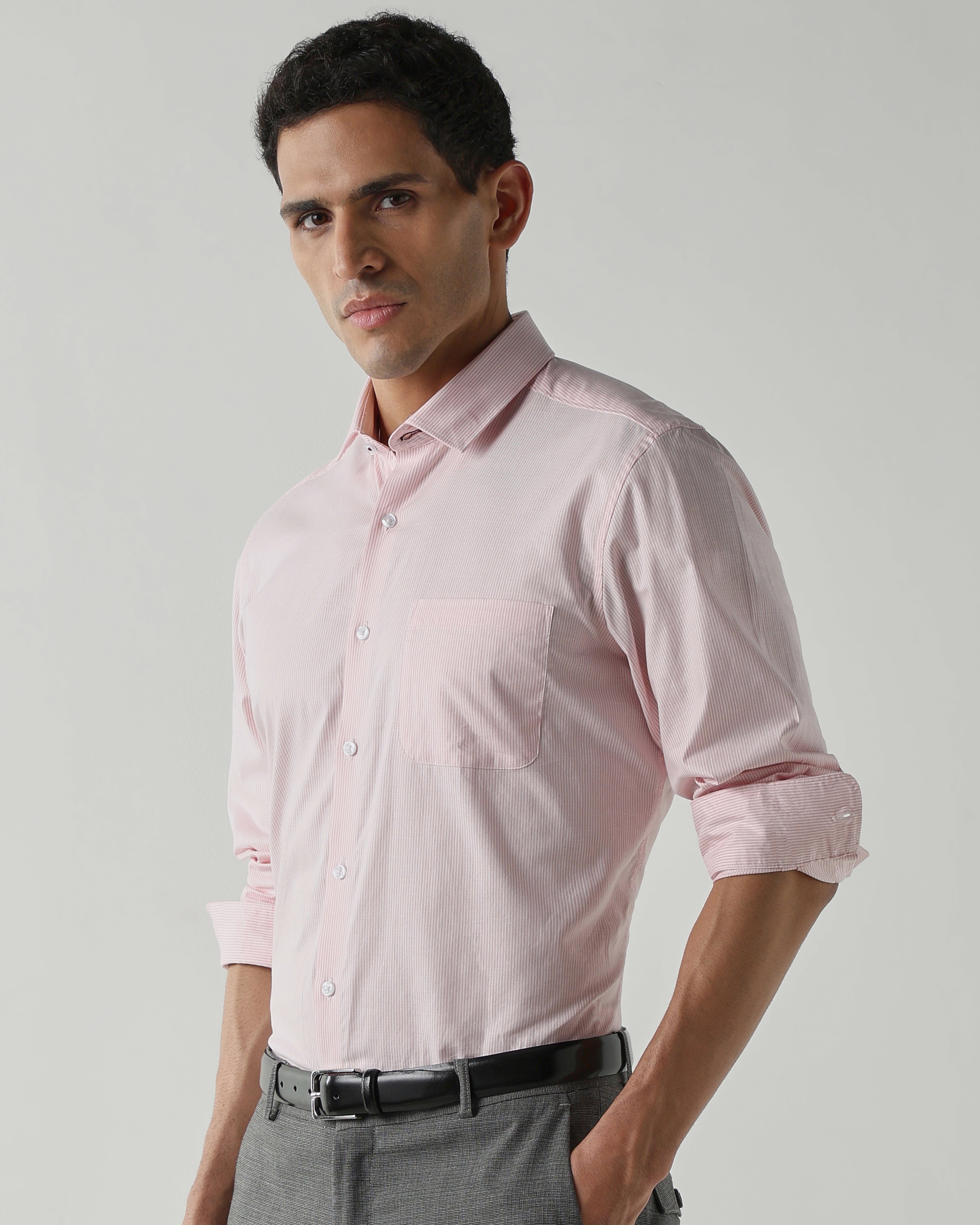 Pink Pure Cotton Shirts for Men | Slim Fit Luxury Wear