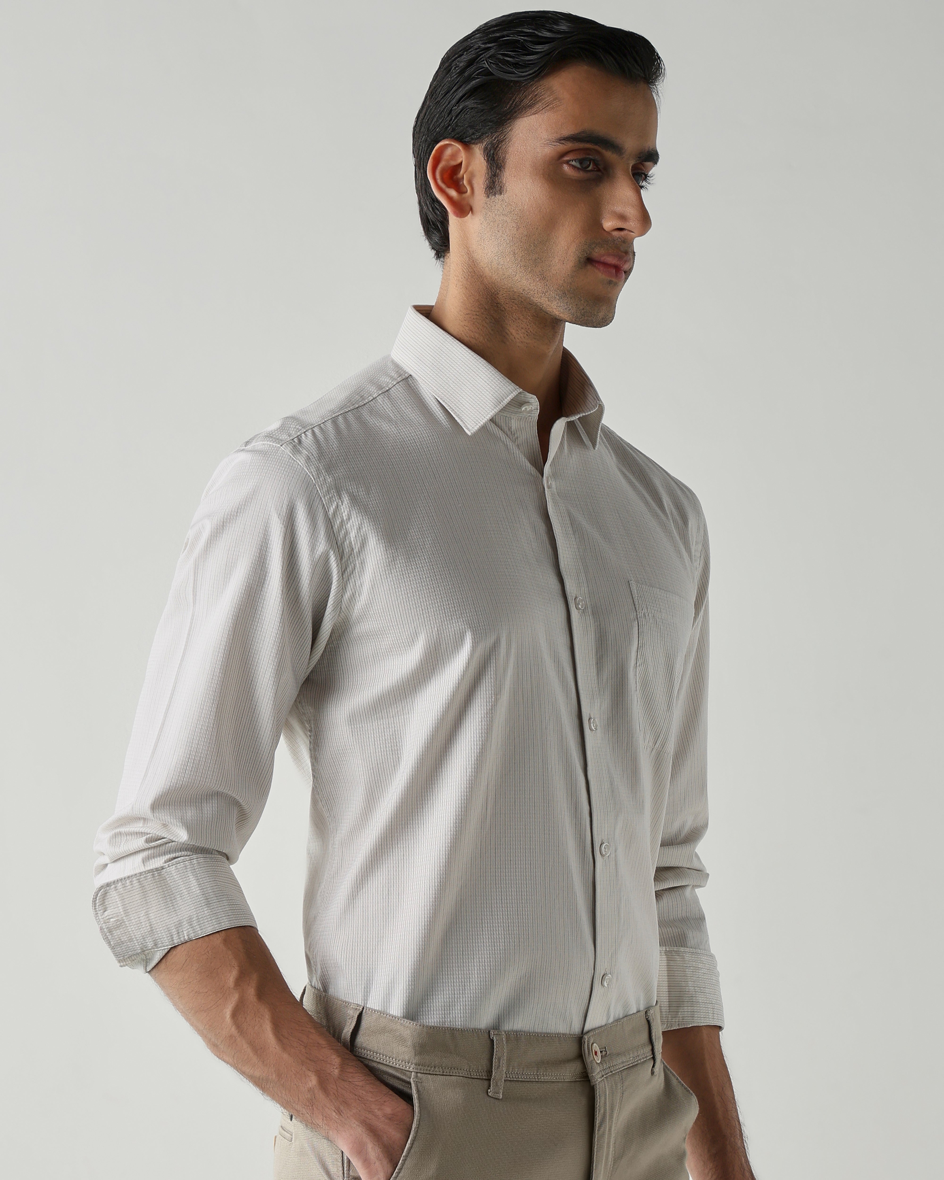 Beige shirts crafted in 100% cotton,