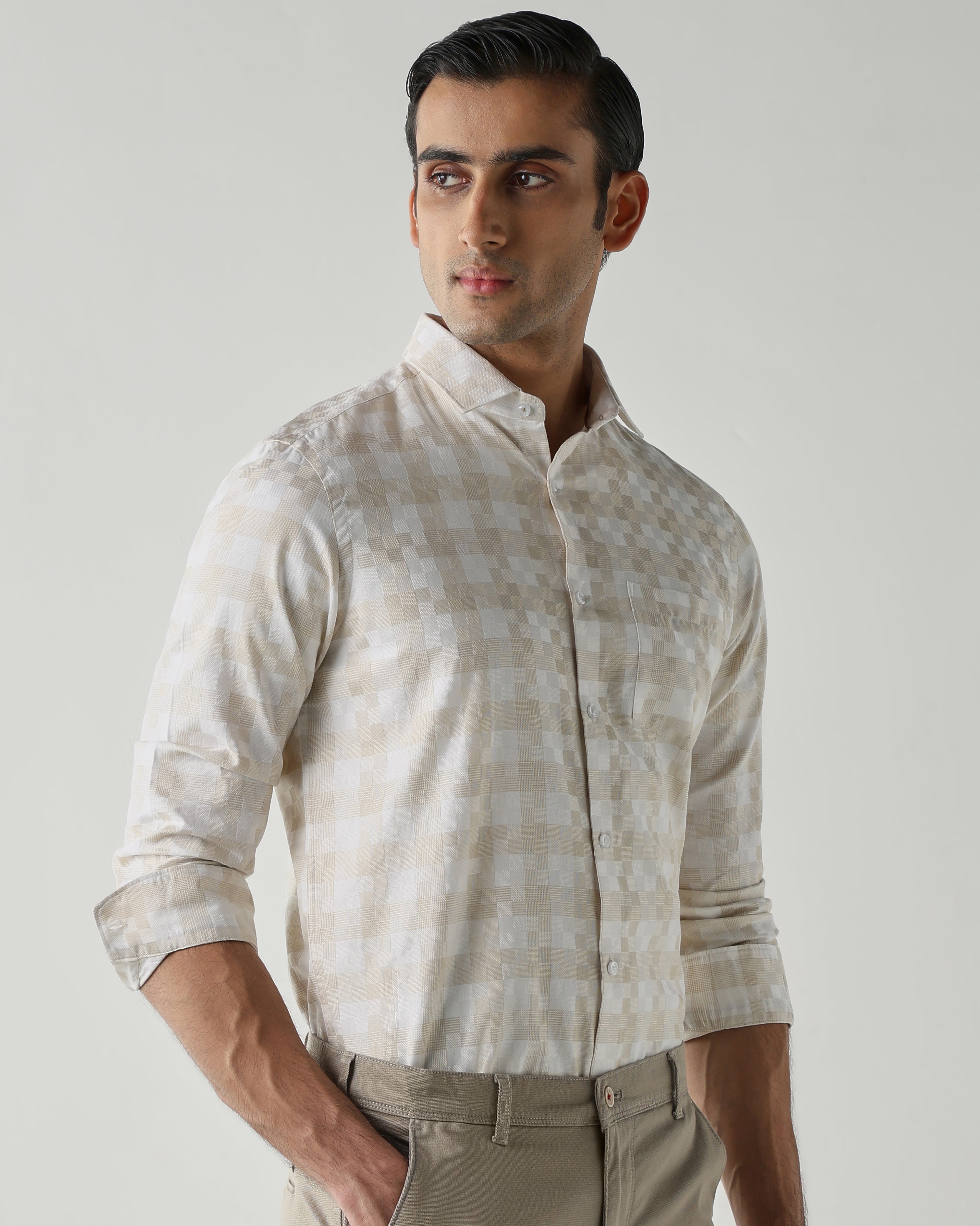 White/Fawn shirts crafted in 100% cotton
