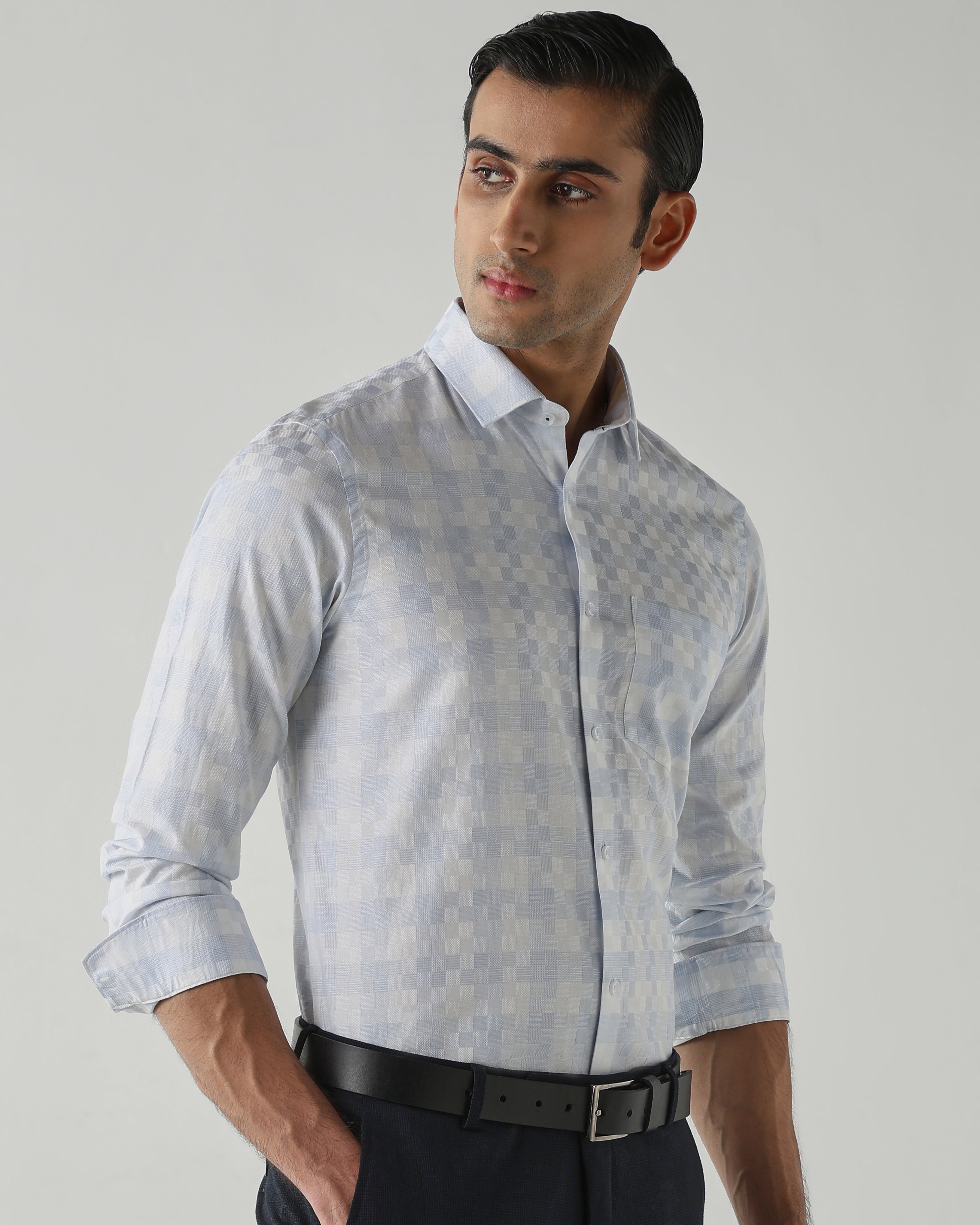 White/Sky Blue shirts crafted in 100% cotton,