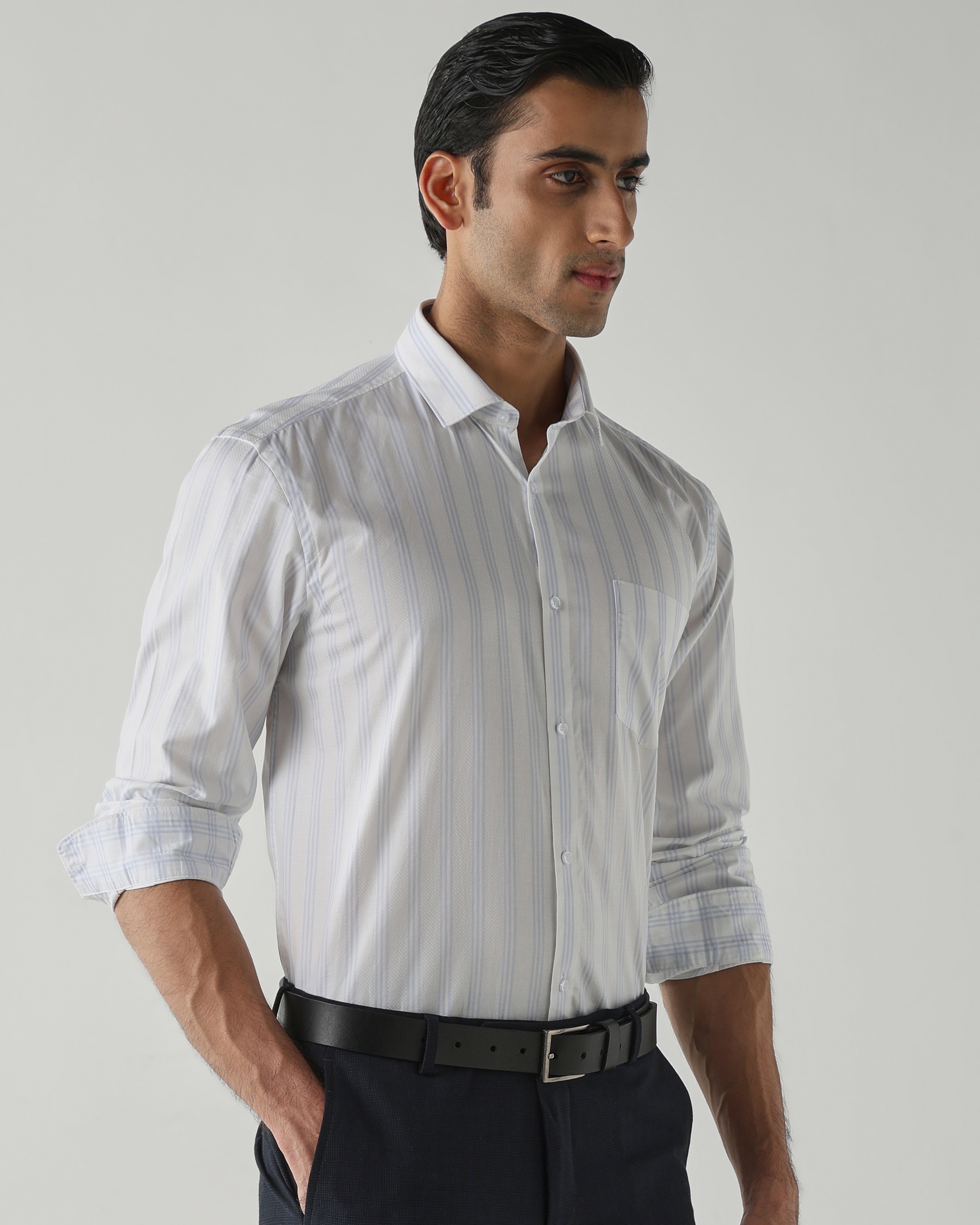 White/Sky Blue shirts crafted in 100% cotton