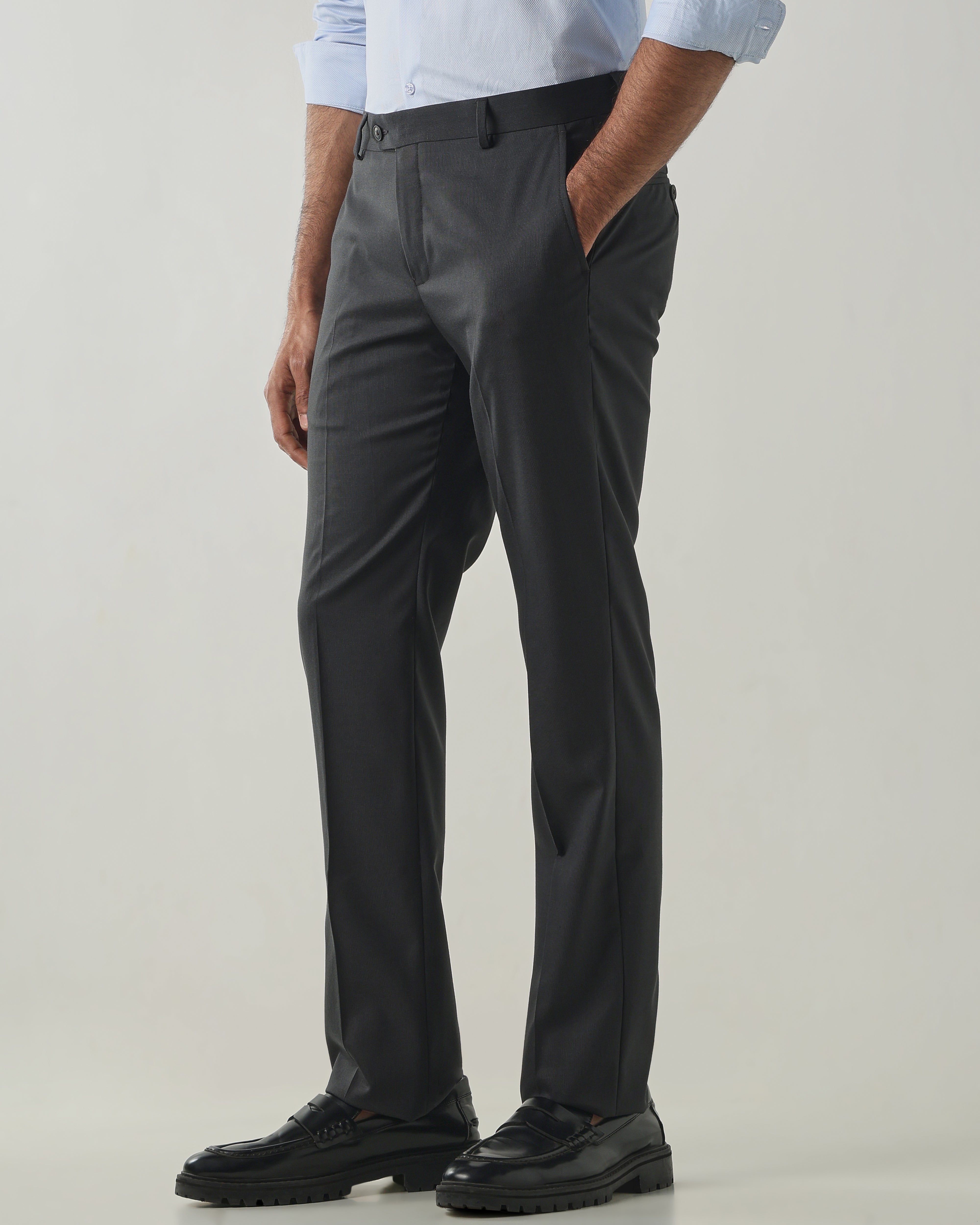 Dk Grey Regular Fit Fashion Formal Trousers