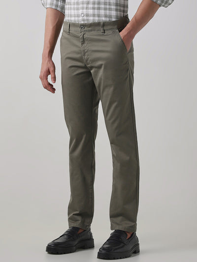 Olive Cotton Stretch Regular Fit Trouser