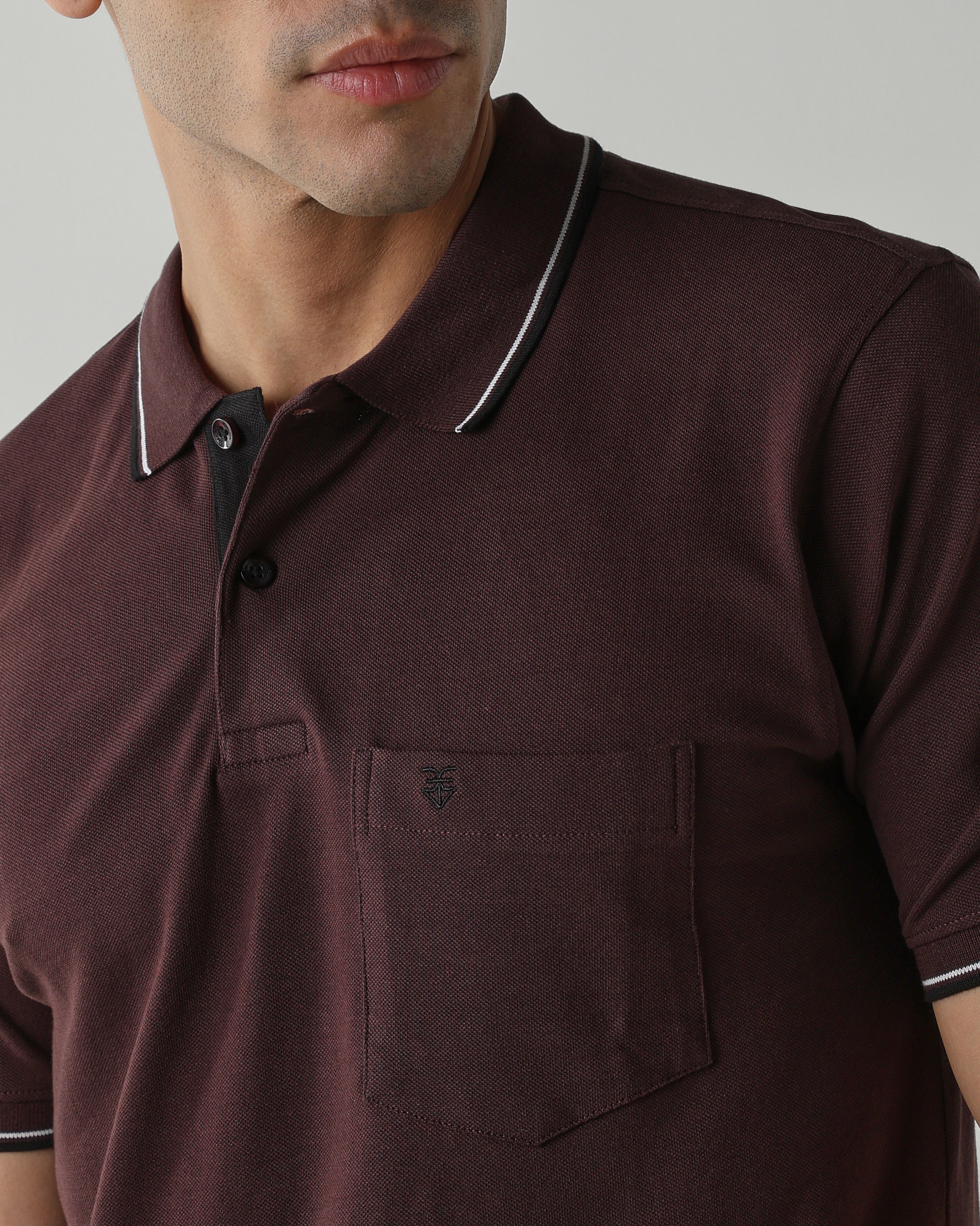 Topwear Premium Pique Knit Fabric T-Shirts – Coffee