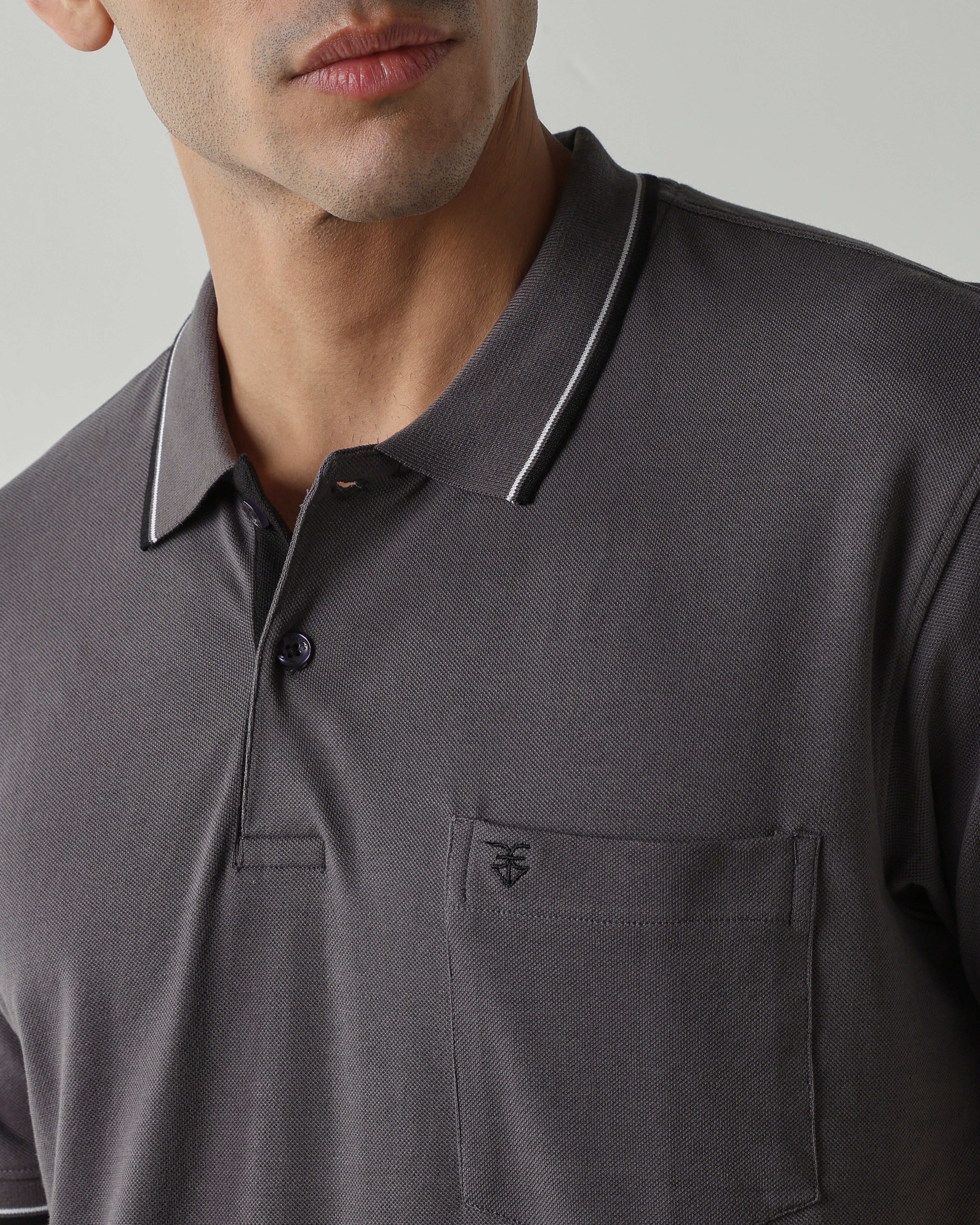 Topwear Premium Pique Knit Fabric T-Shirts – Dark Grey