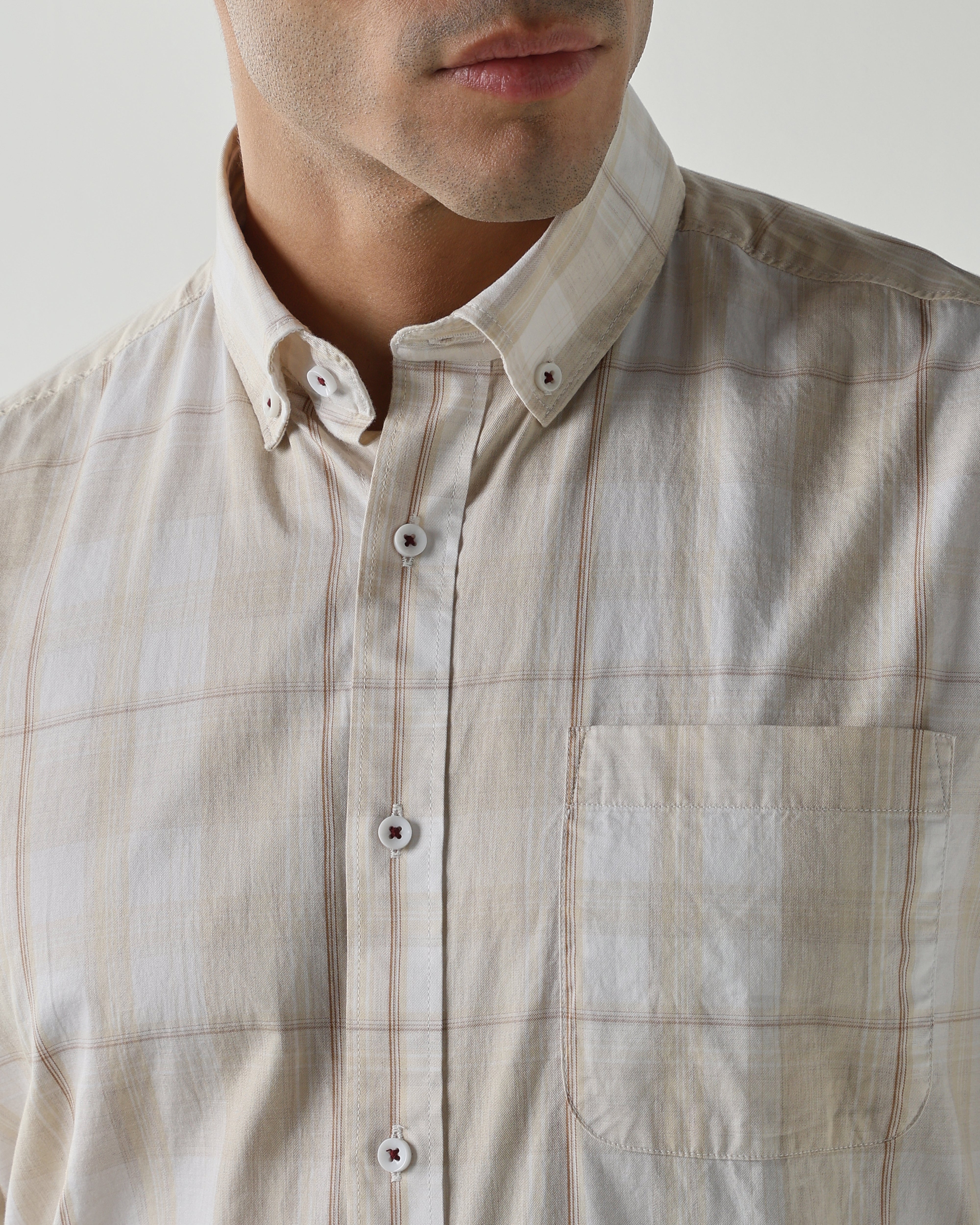 Champagne Pure Cotton Shirts for Men | Regular Fit Luxury Wear