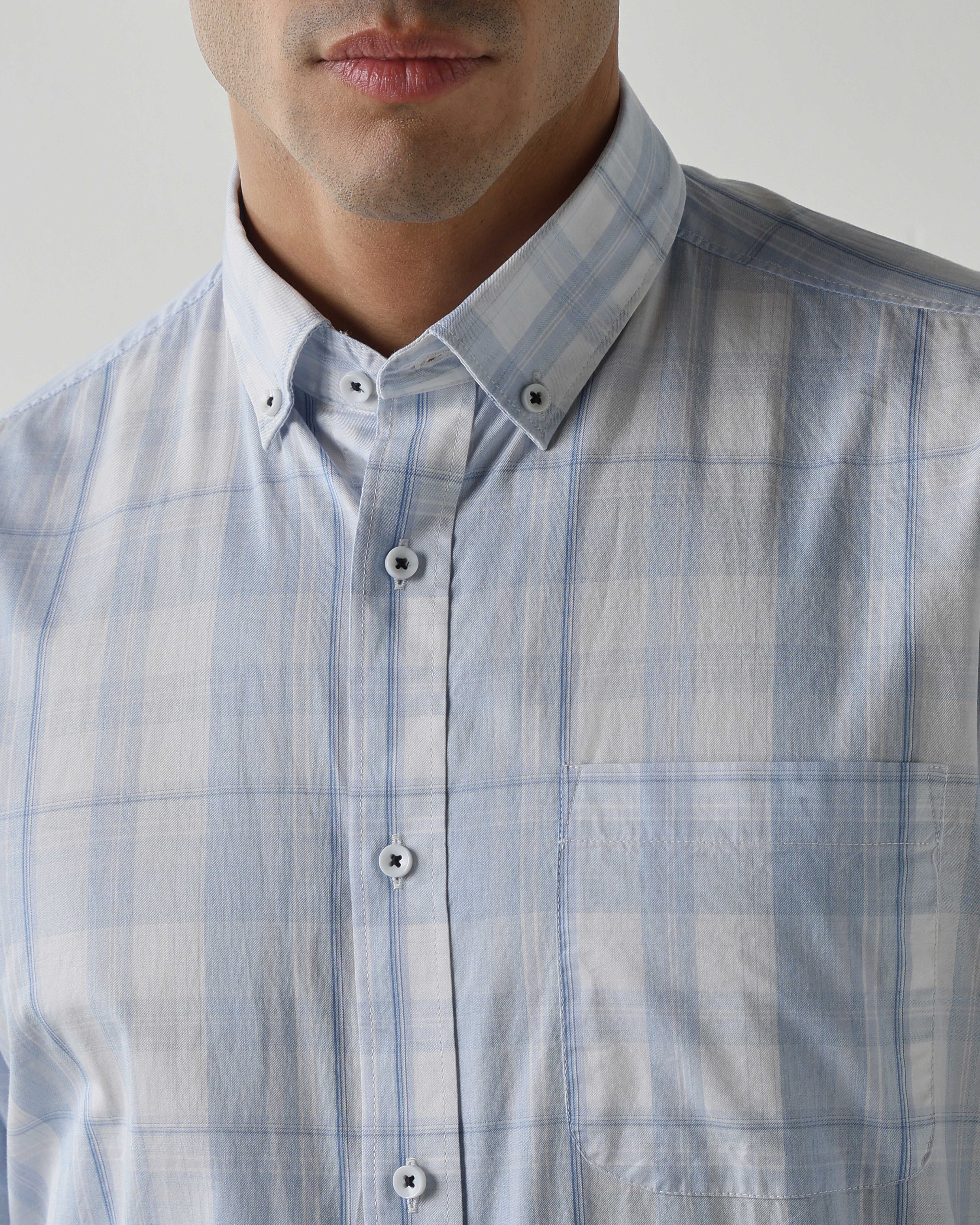 Sky Blue Pure Cotton Shirts for Men | Regular Fit Luxury Wear