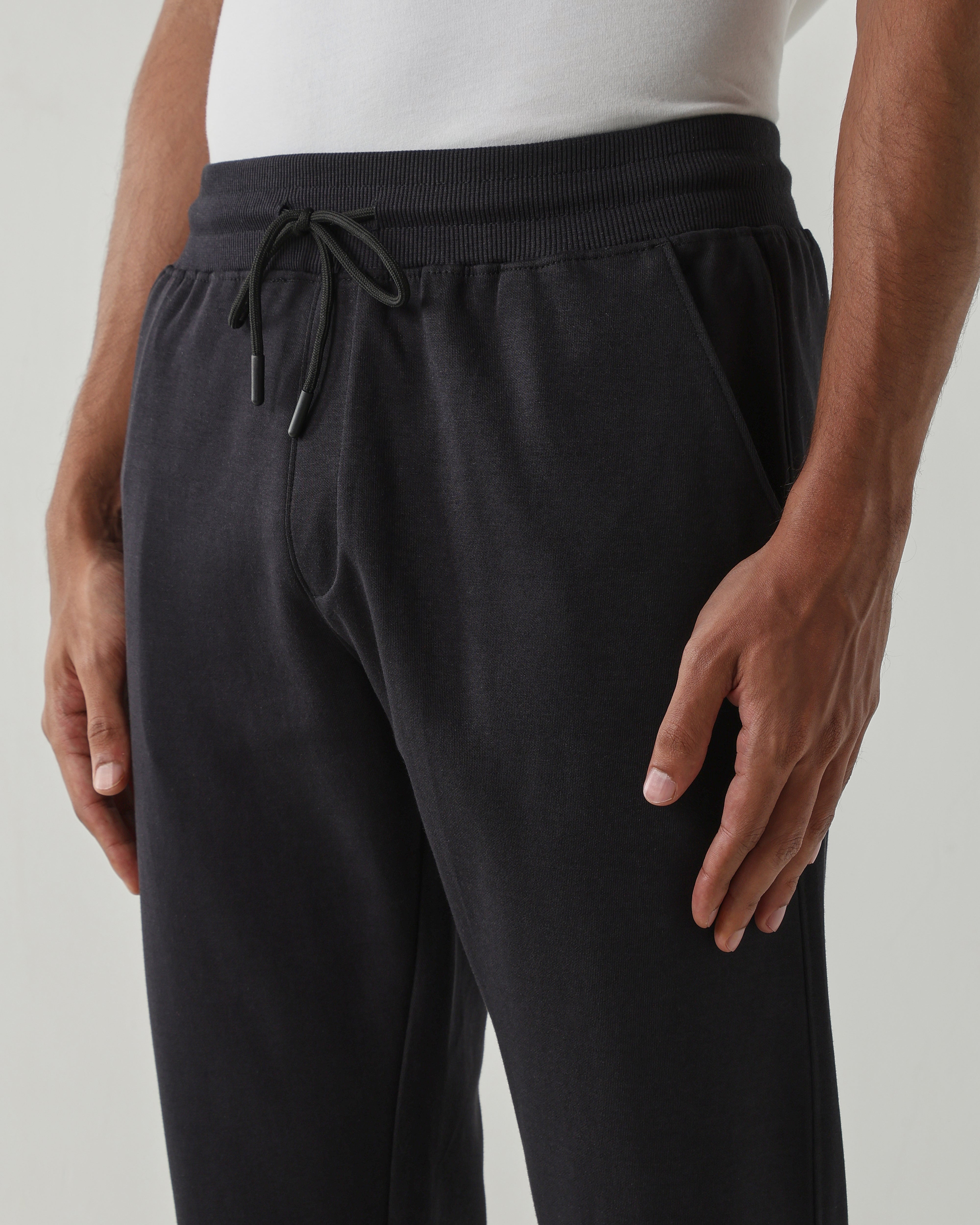Rib at Waist and bottom Flat Front Joggers – Anthracite
