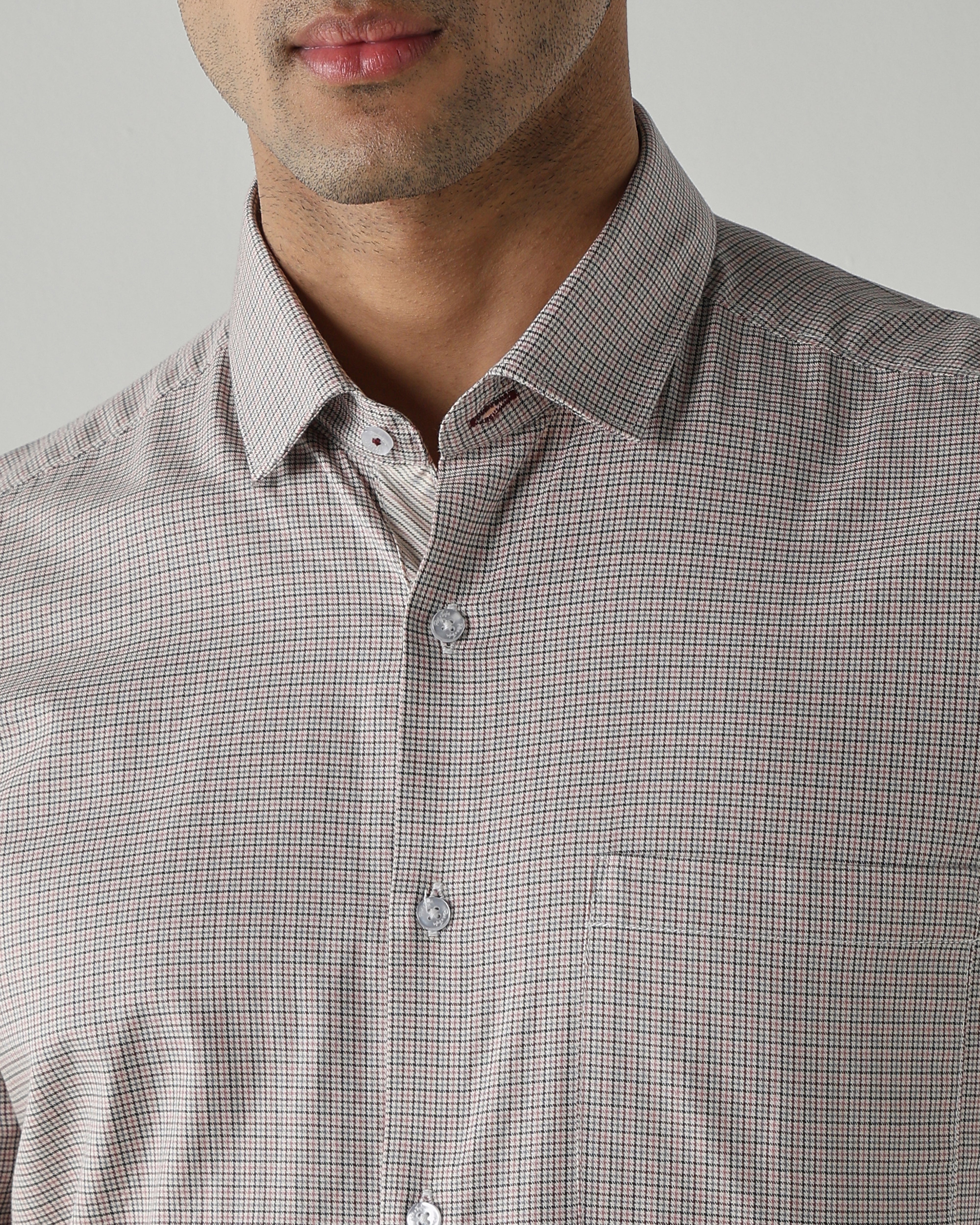 Pink/Black Pure Cotton Shirts for Men | Slim Fit Luxury Wear