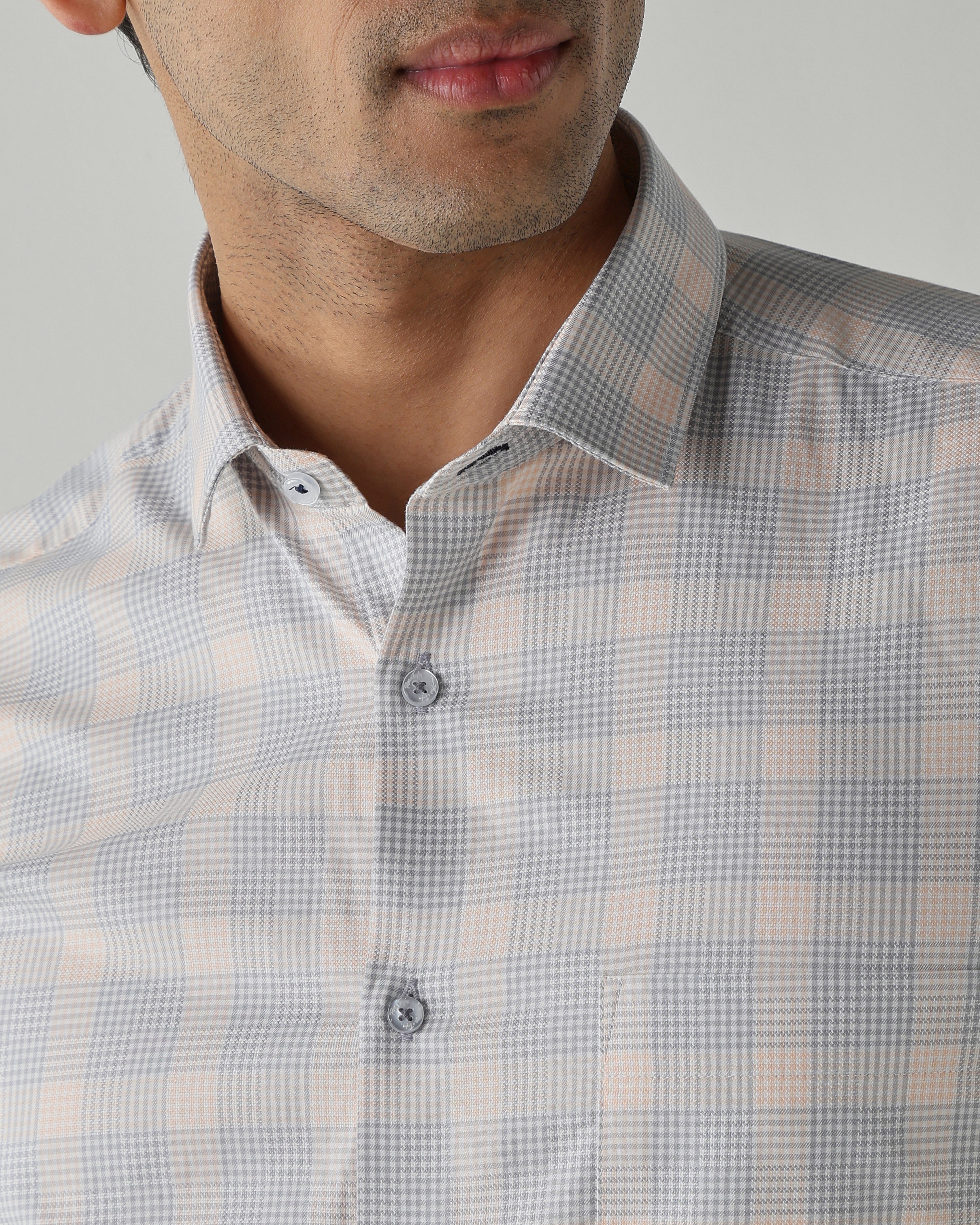Orange/Grey shirts crafted in 100% cotton,