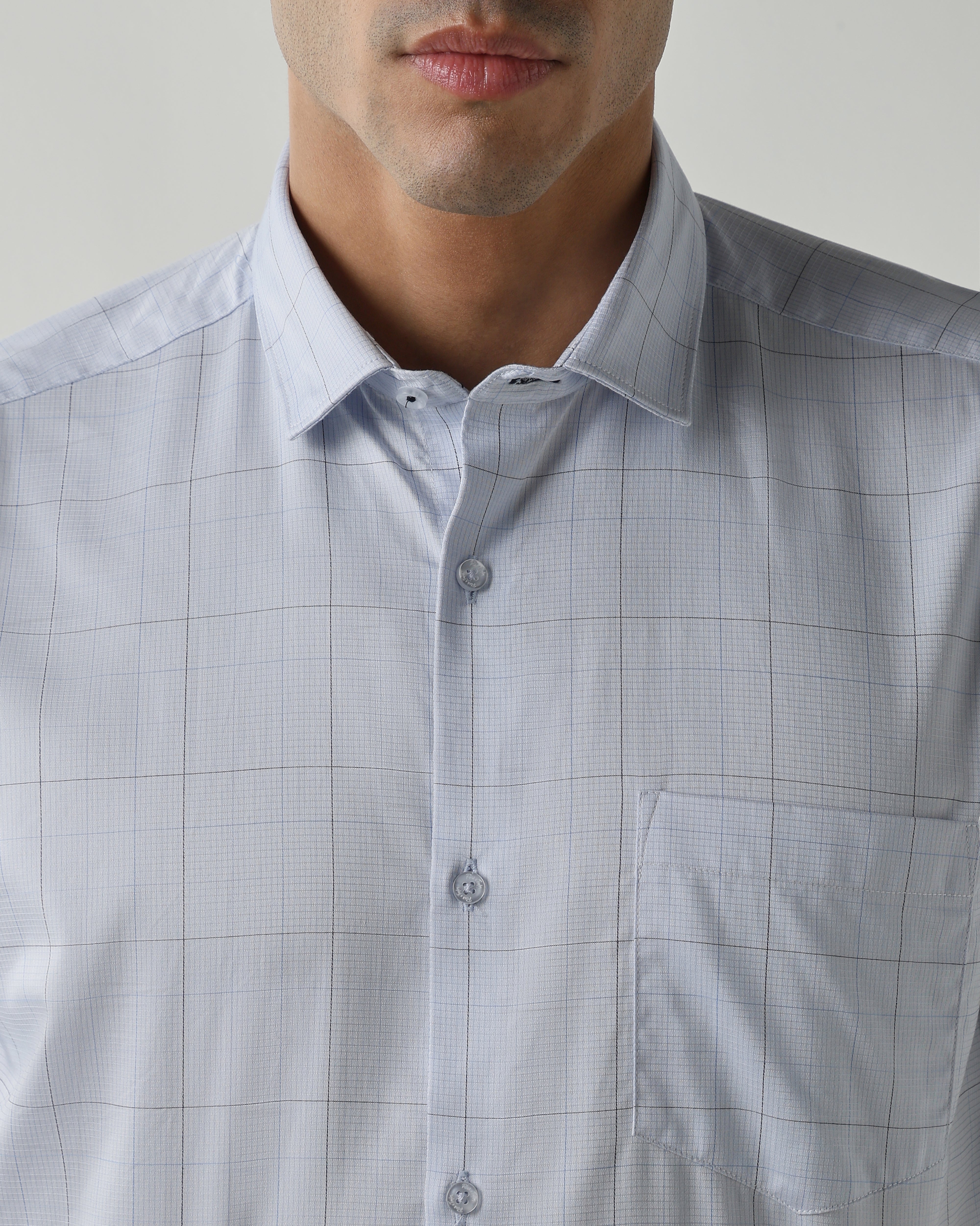 Sky Blue Pure Cotton Shirts for Men | Slim Fit Luxury Wear