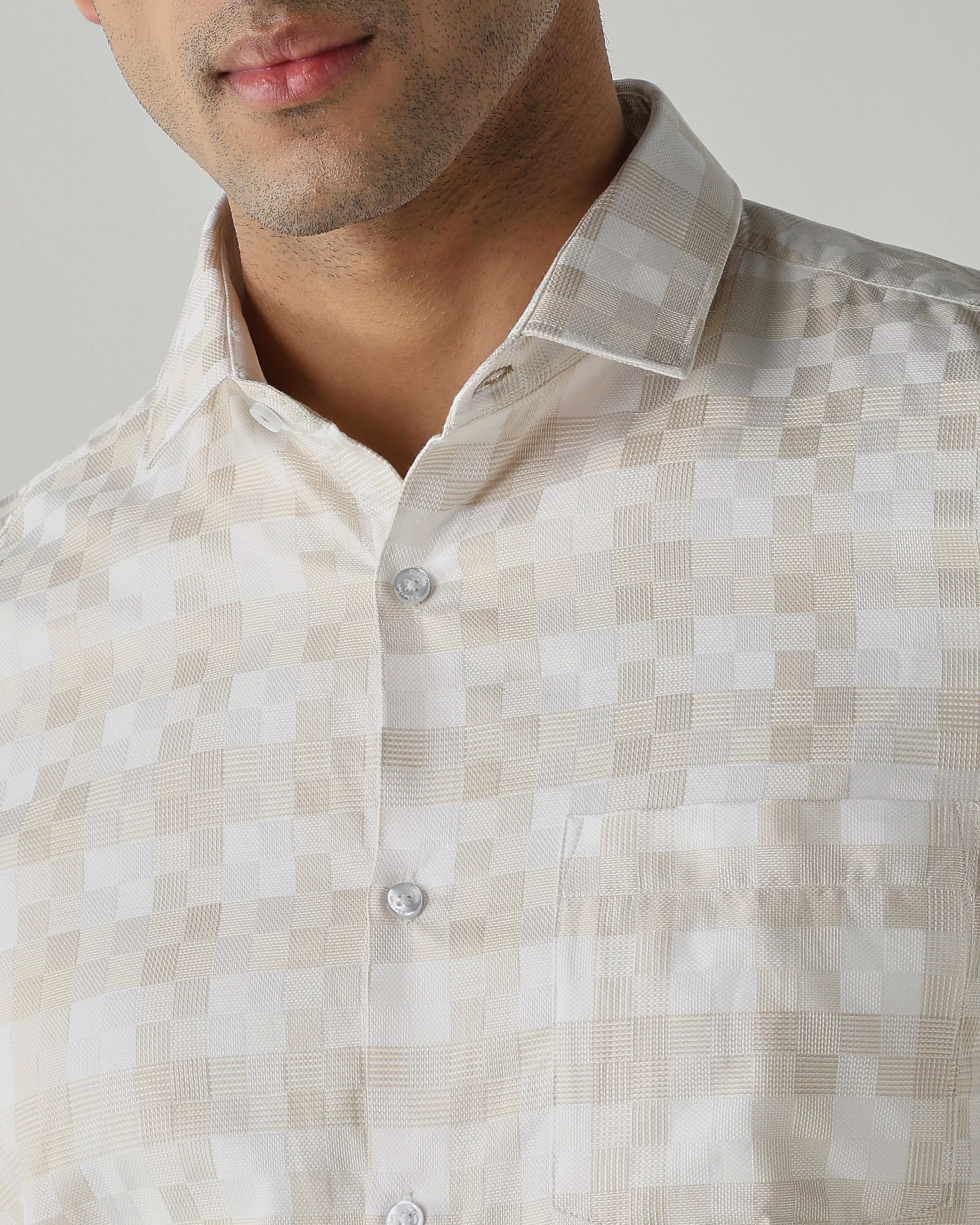 White/Fawn shirts crafted in 100% cotton