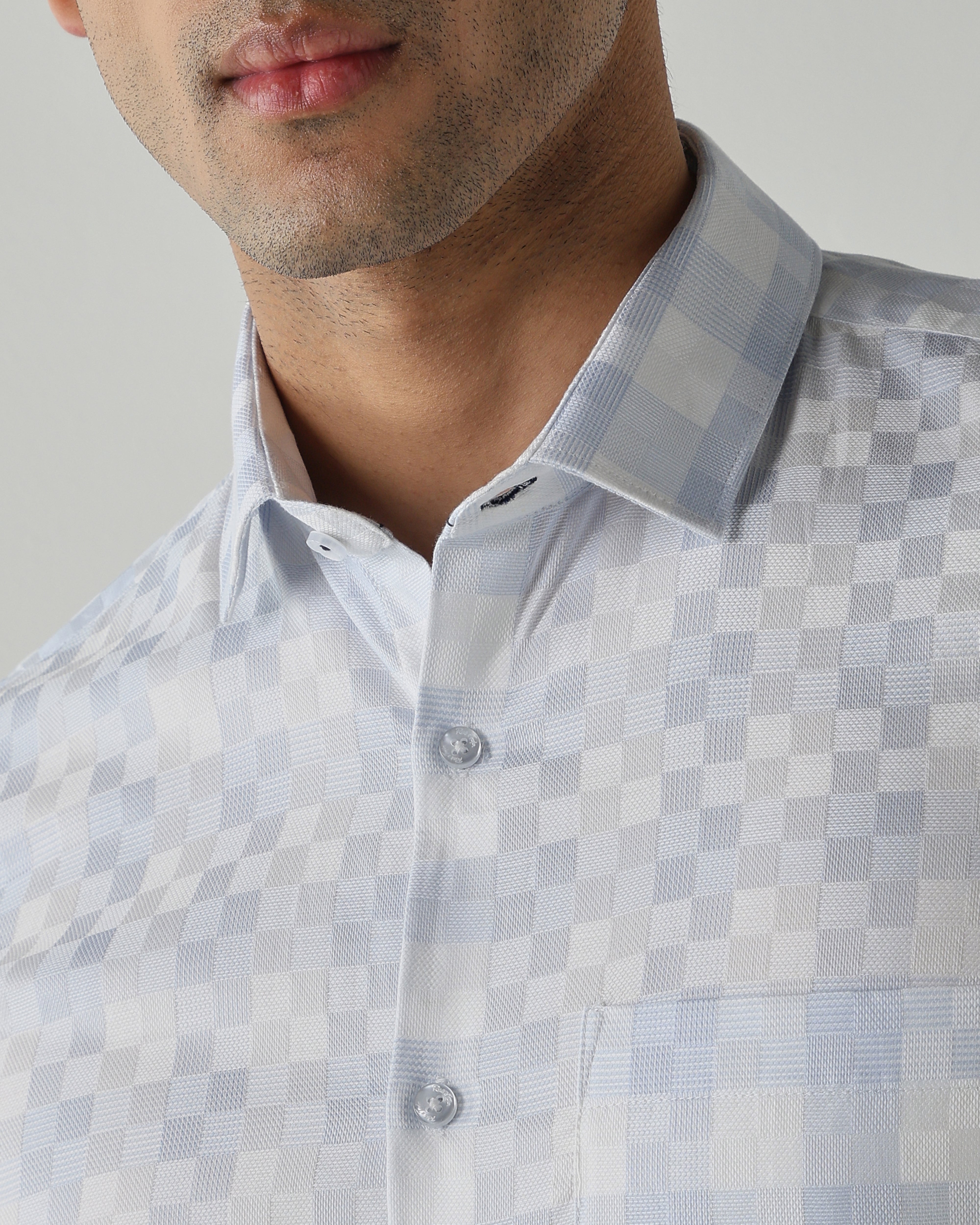 White/Sky Blue shirts crafted in 100% cotton,