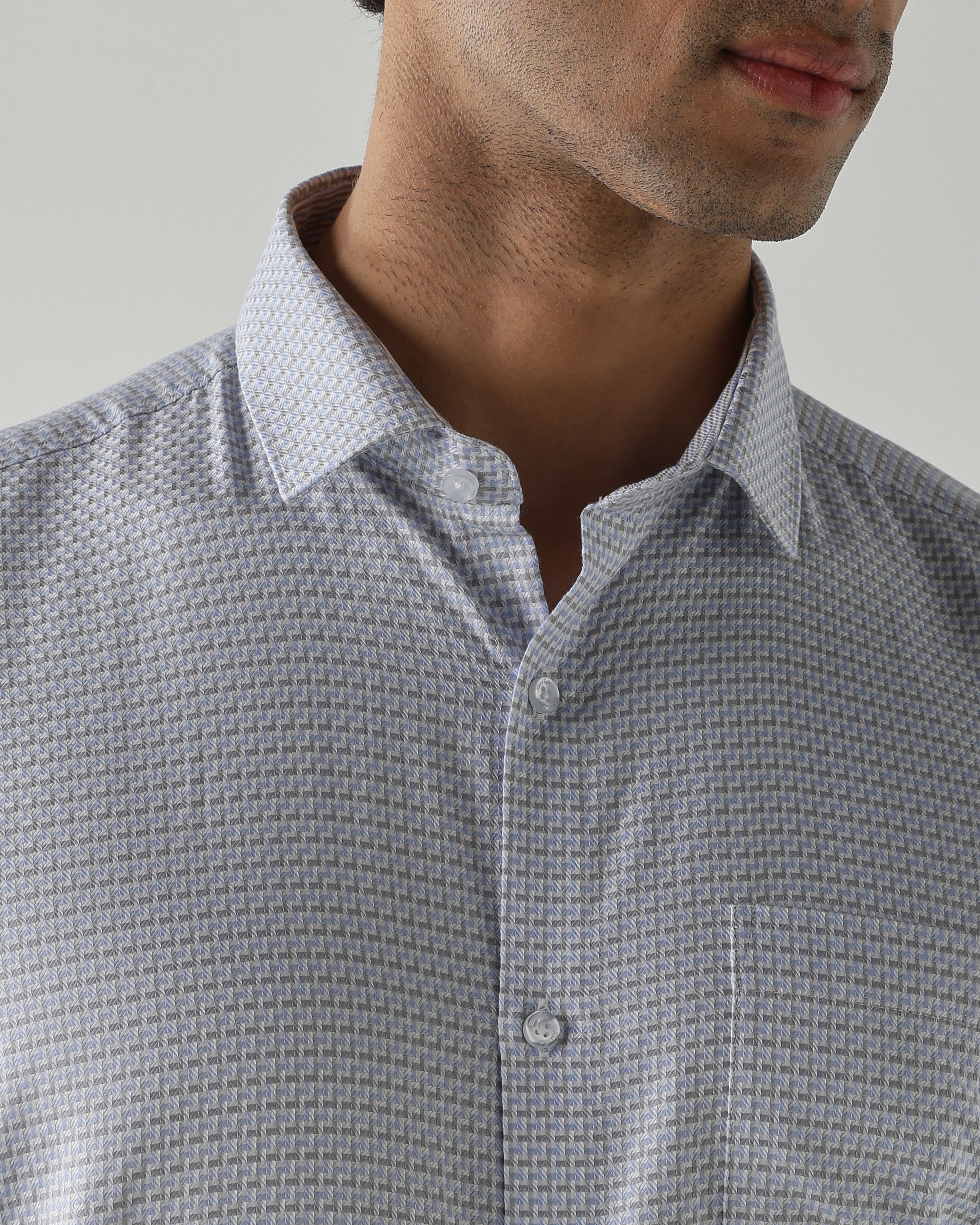 Grey/Sky Blue shirts crafted in 100% cotton