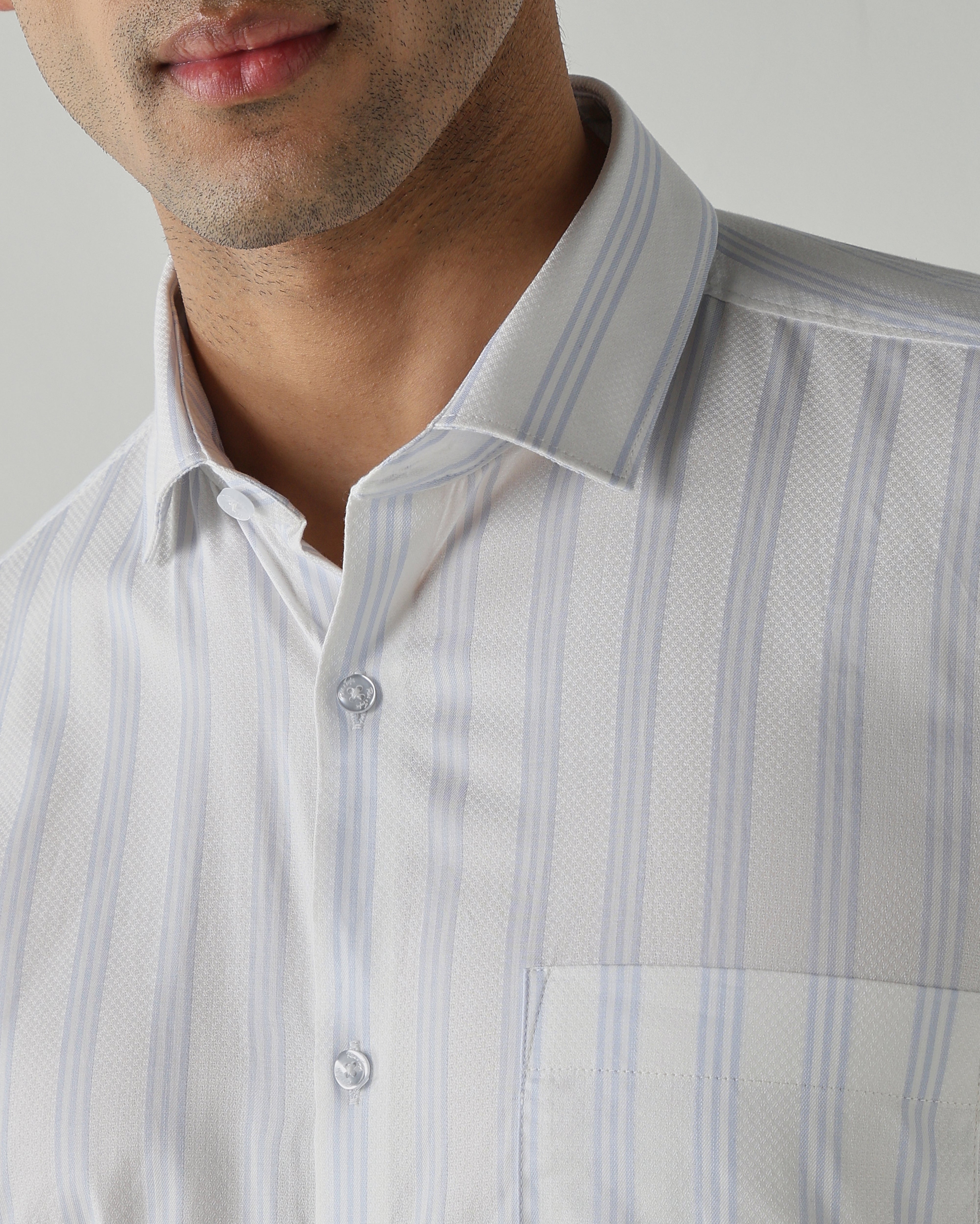 White/Sky Blue shirts crafted in 100% cotton