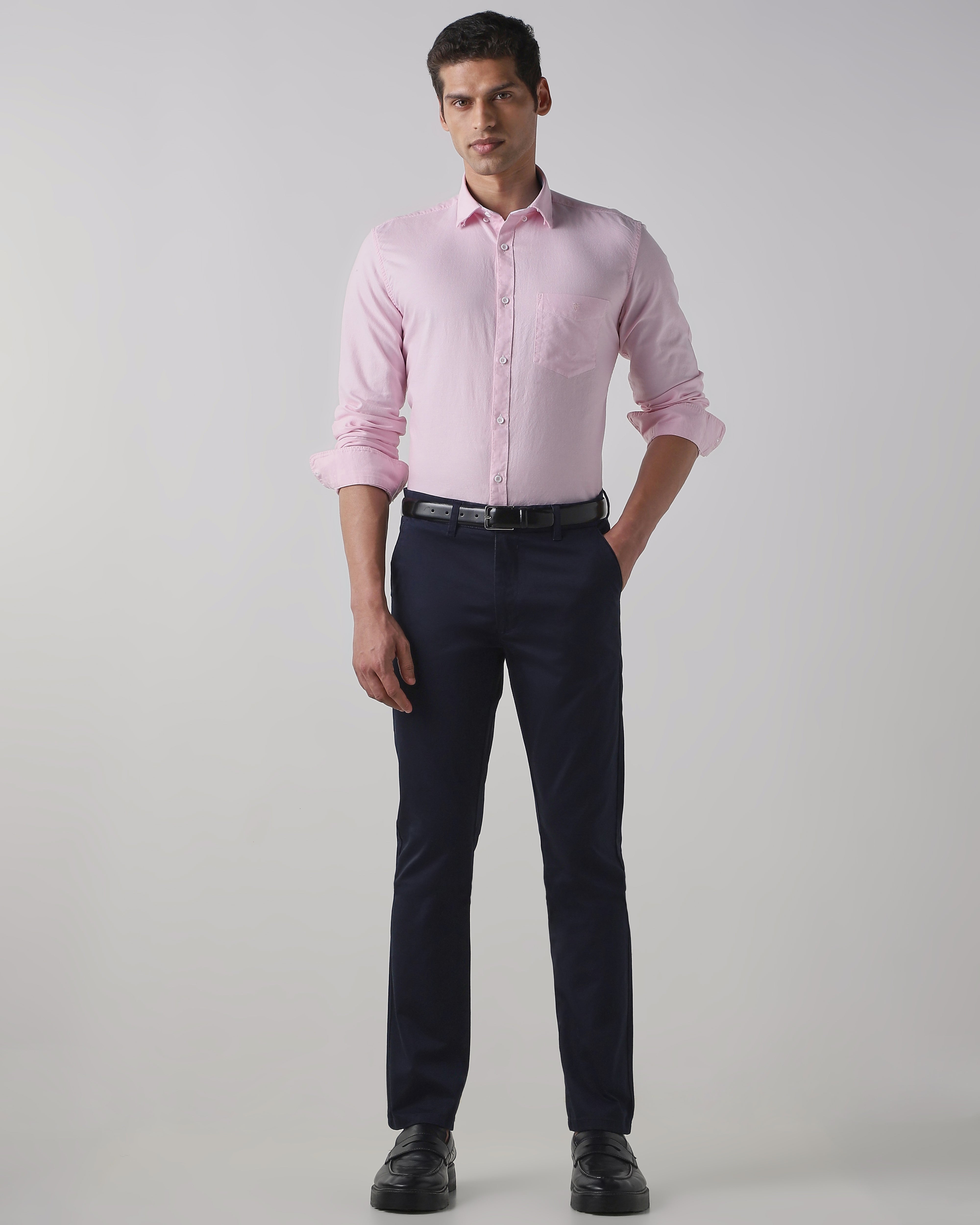 Navy Cotton Stretch Regular Fit Trouser
