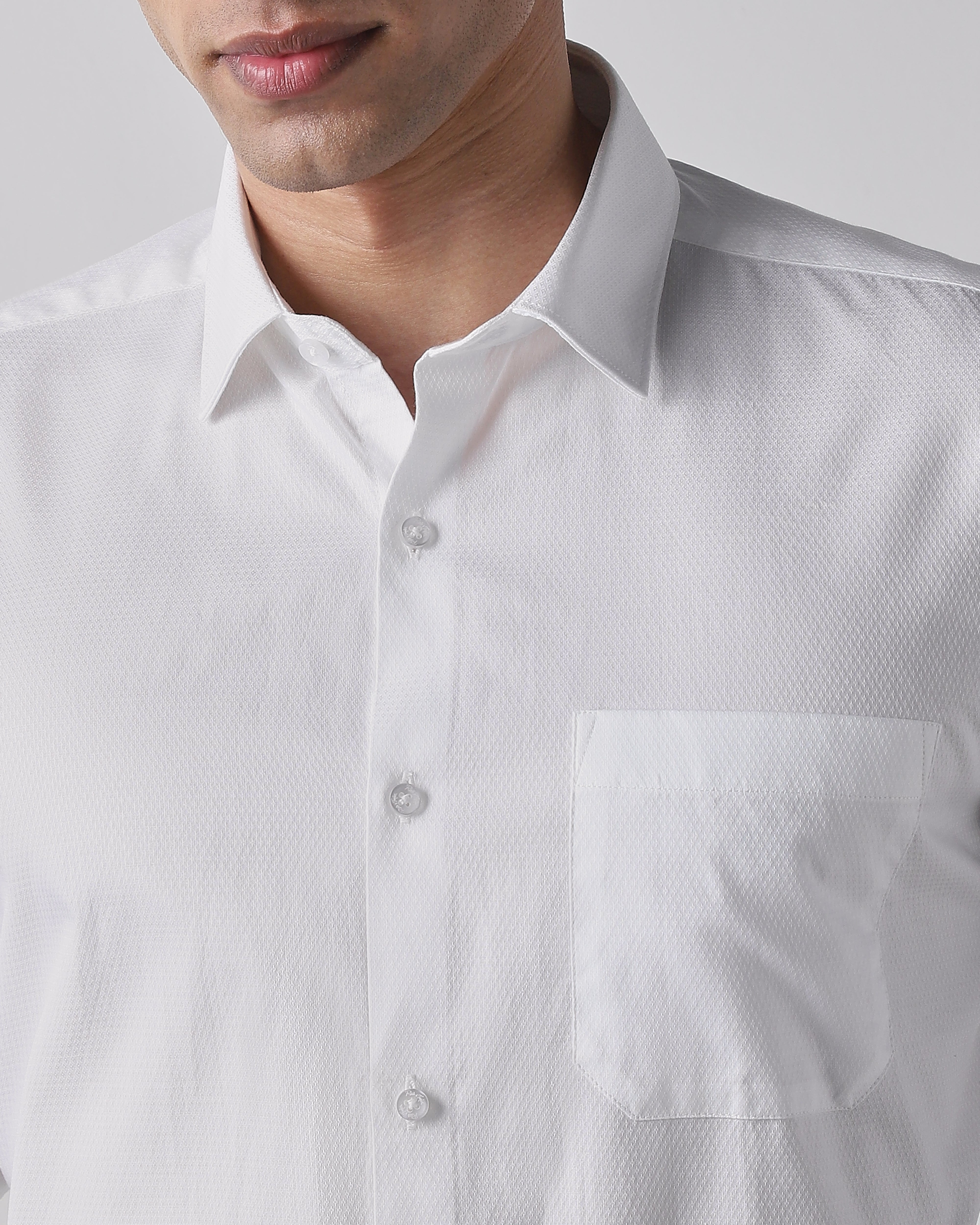 Solid White 100% COTTON Regular Fit Shirt