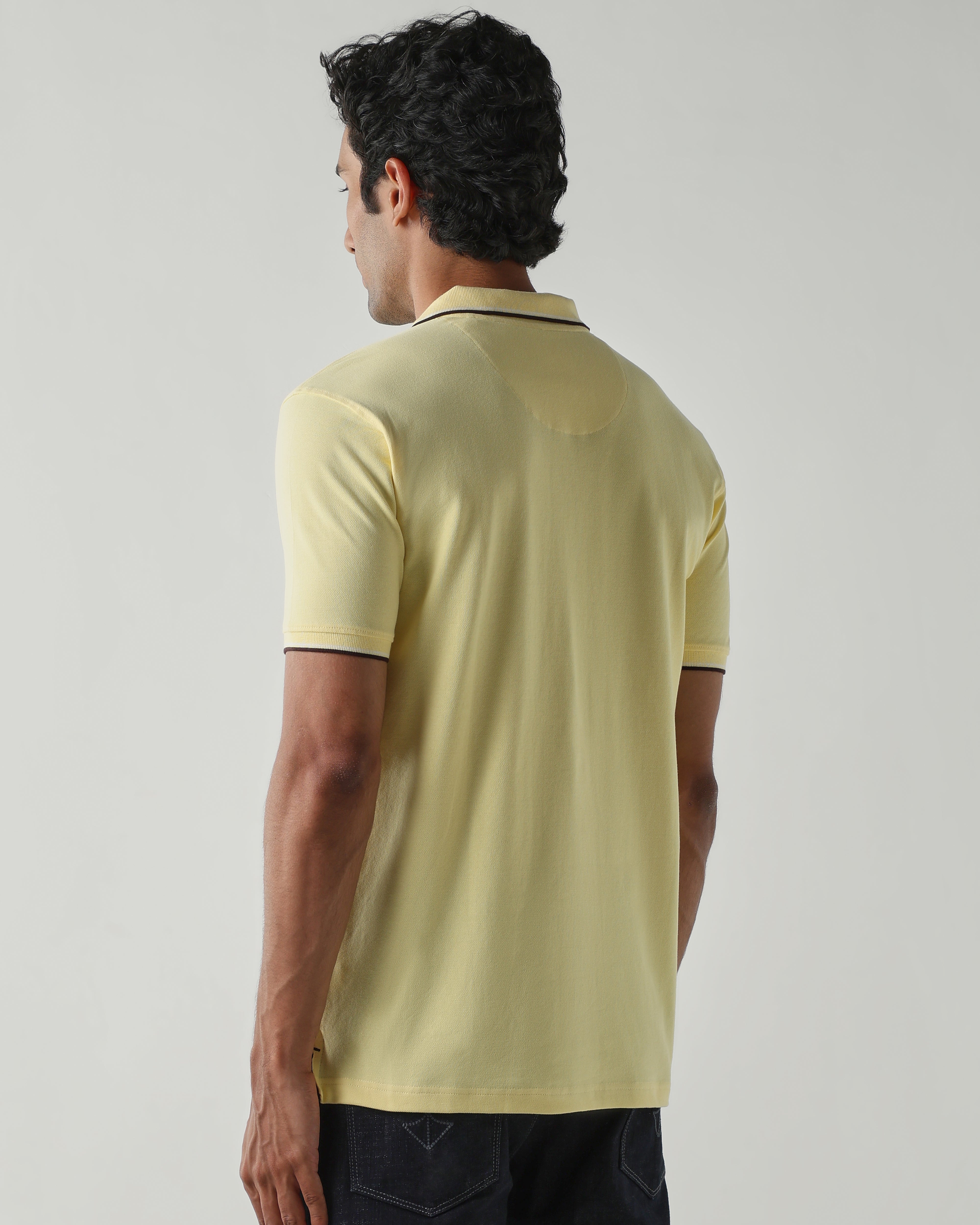 Topwear Premium Pique Knit Fabric T-Shirts – Light Yellow