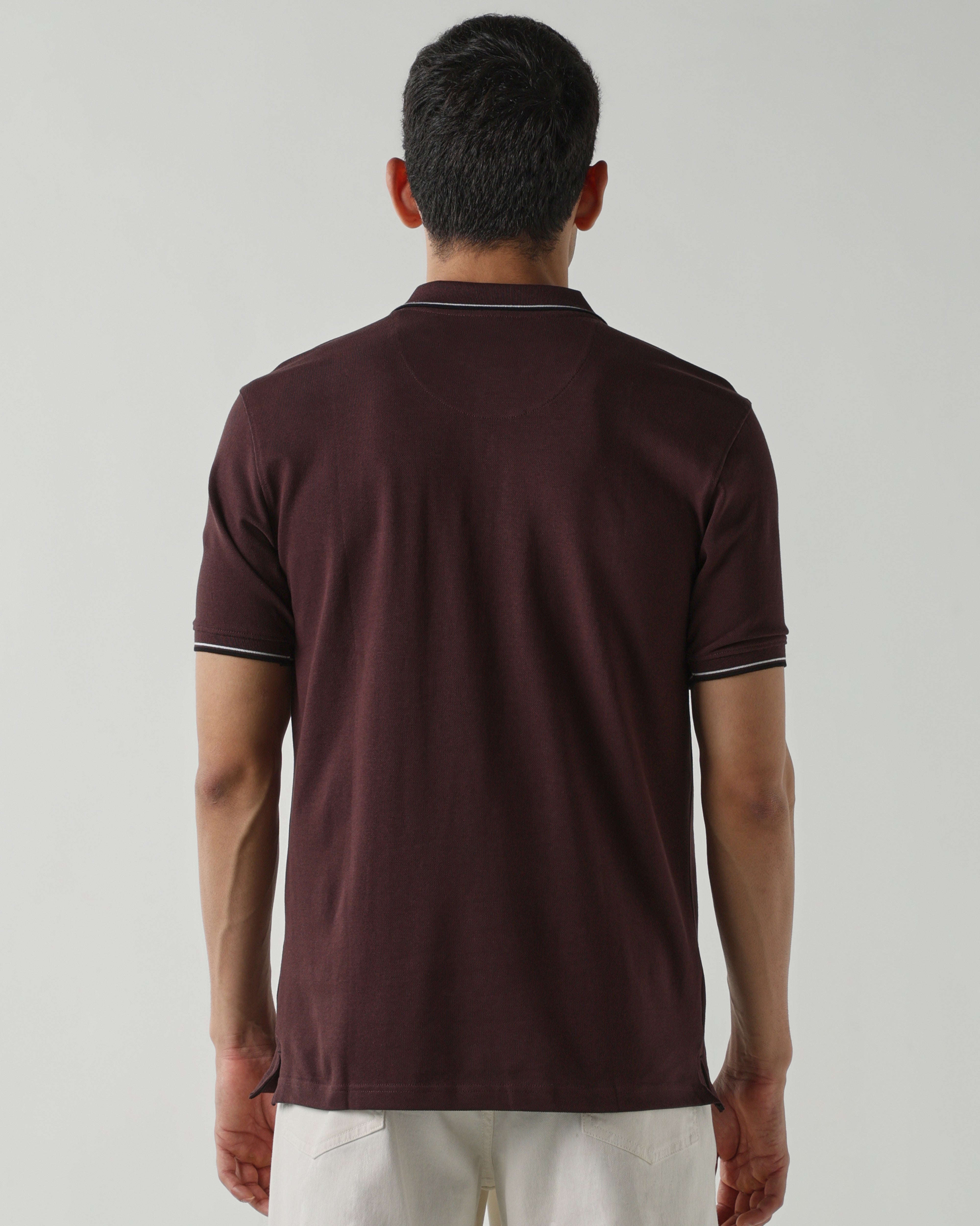 Topwear Premium Pique Knit Fabric T-Shirts – Coffee