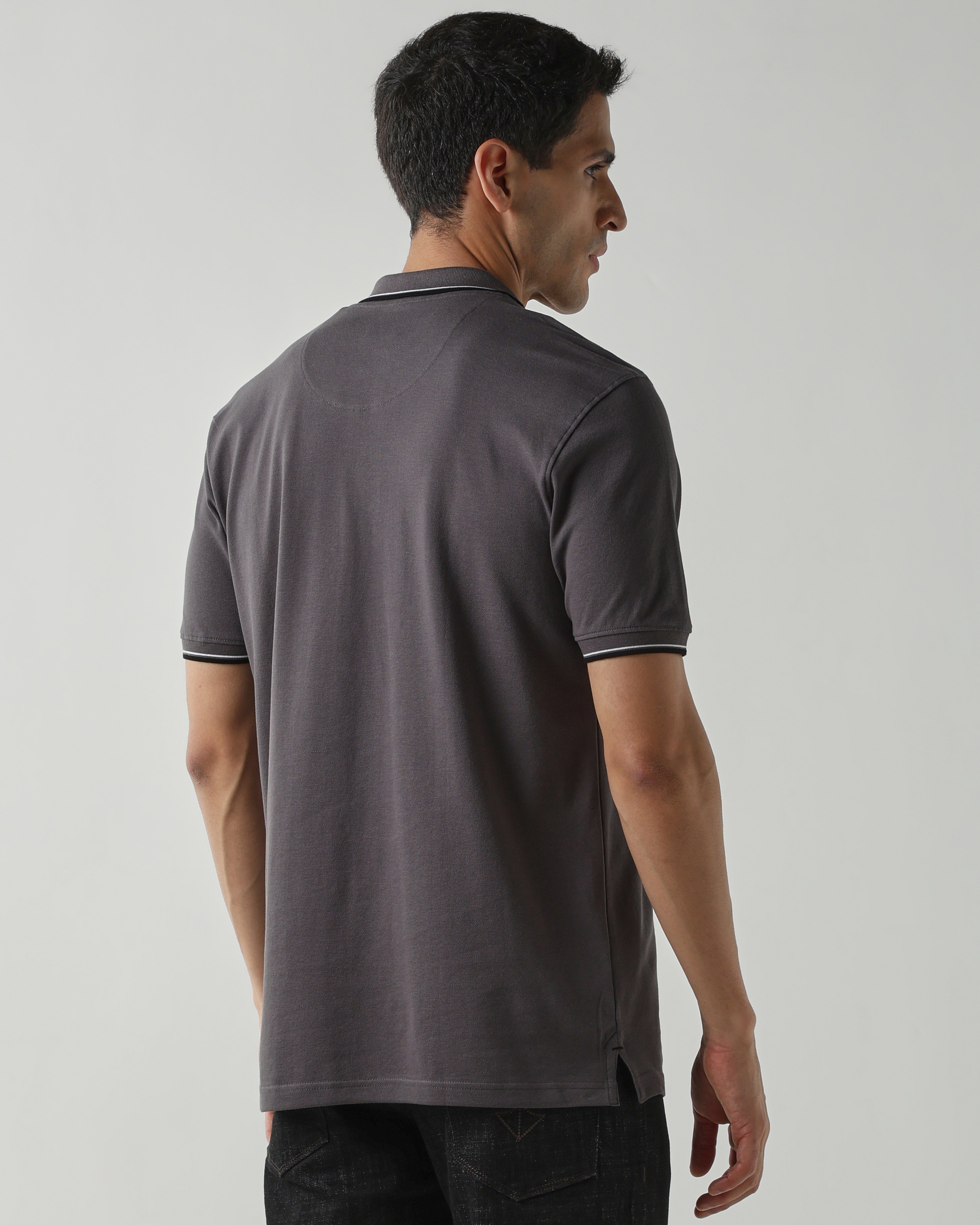 Topwear Premium Pique Knit Fabric T-Shirts – Dark Grey