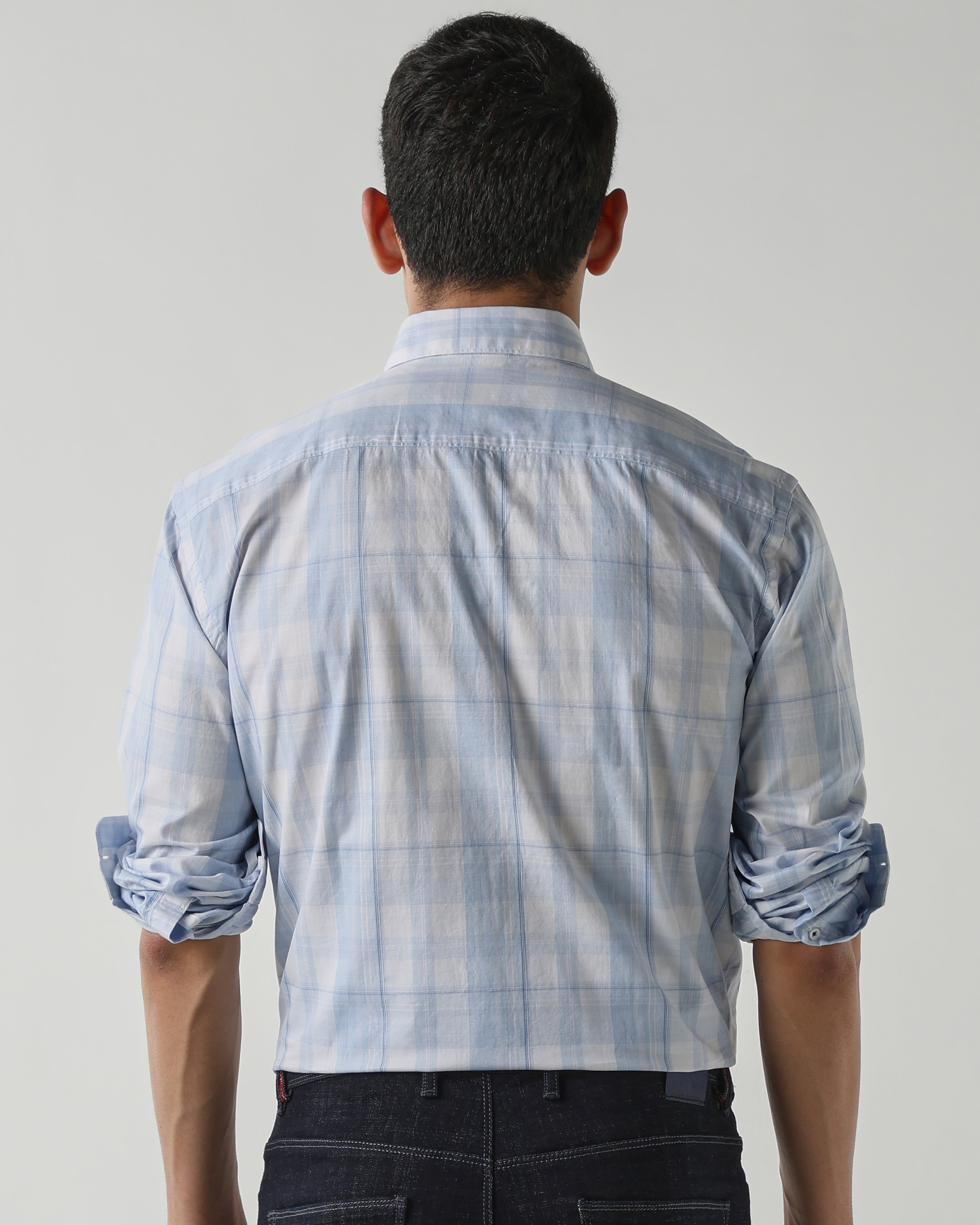 Sky Blue Pure Cotton Shirts for Men | Regular Fit Luxury Wear