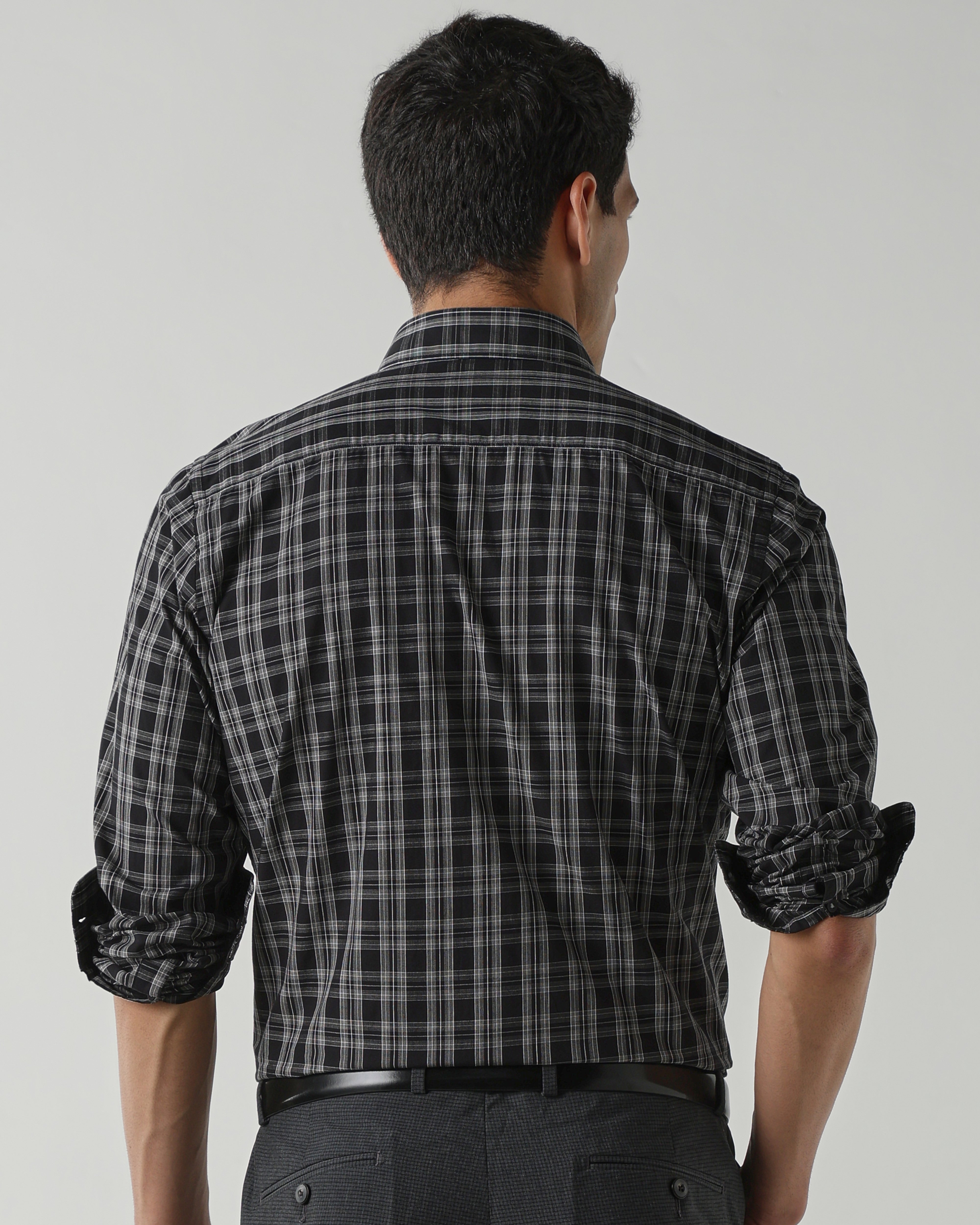 Black/White Pure Cotton Shirts for Men | Slim Fit Luxury Wear