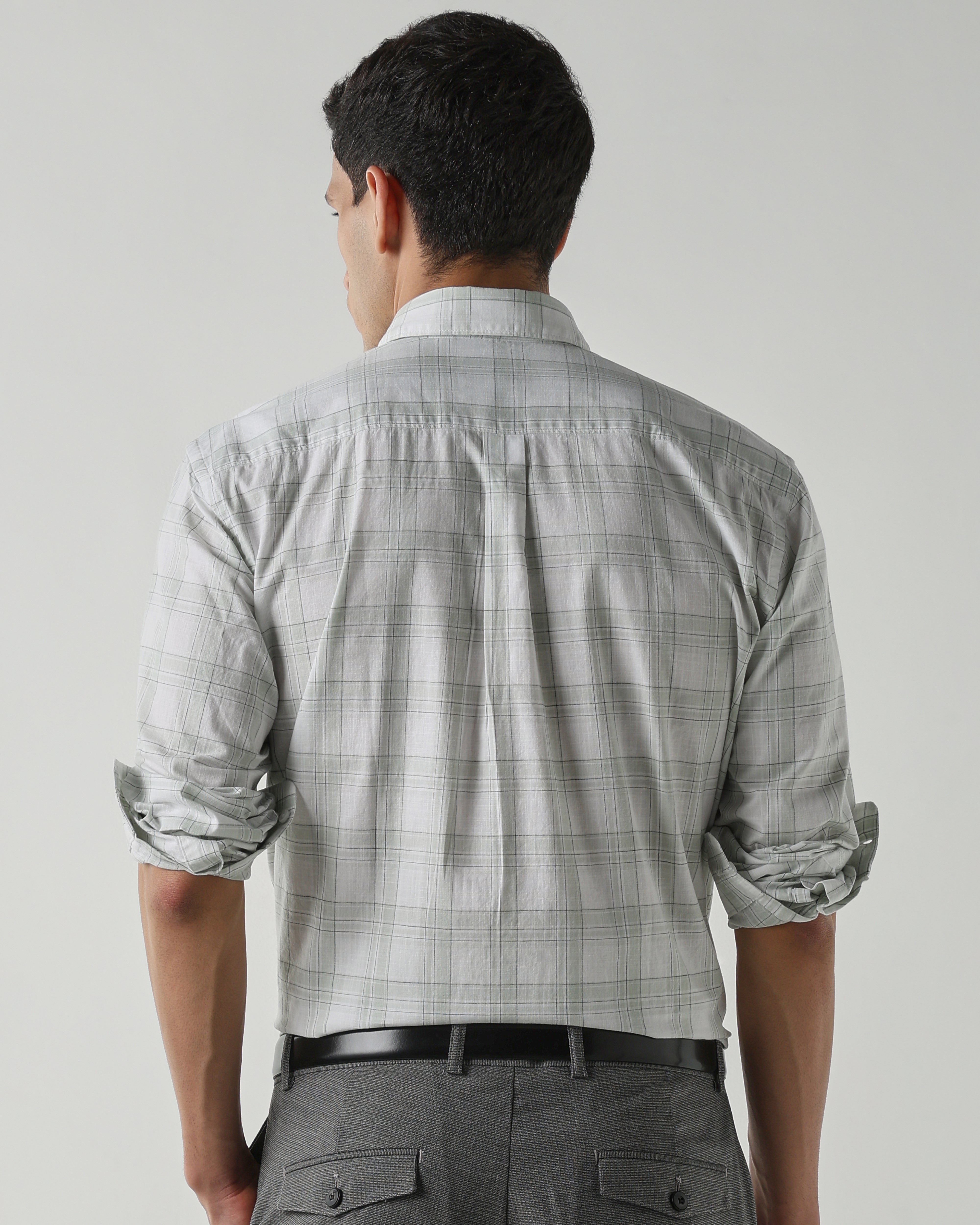 WHITE/GREEN Pure Cotton Shirts for Men | Regular Fit Luxury Wear