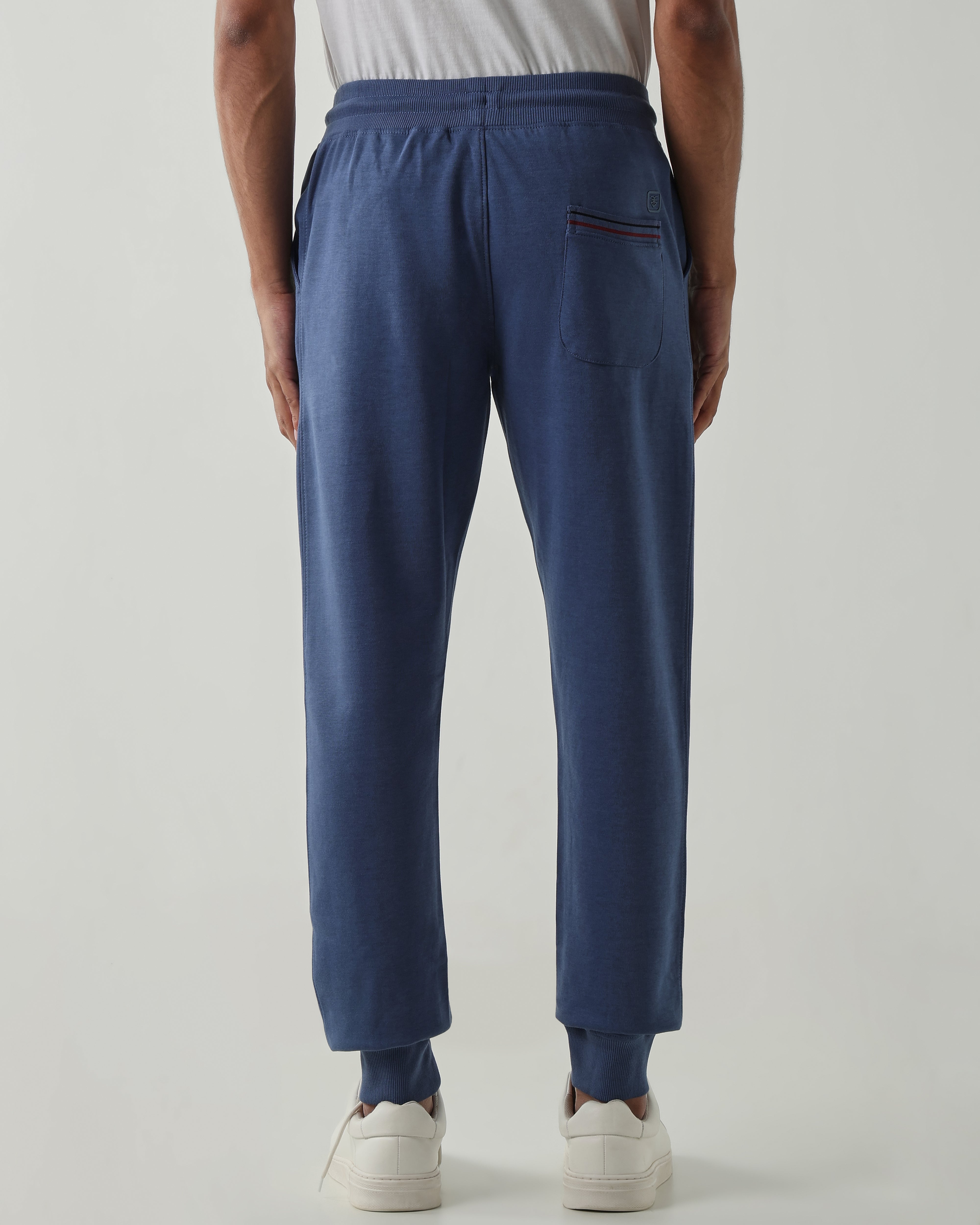 Rib at Waist and bottom Flat Front Joggers – Ensign Blue
