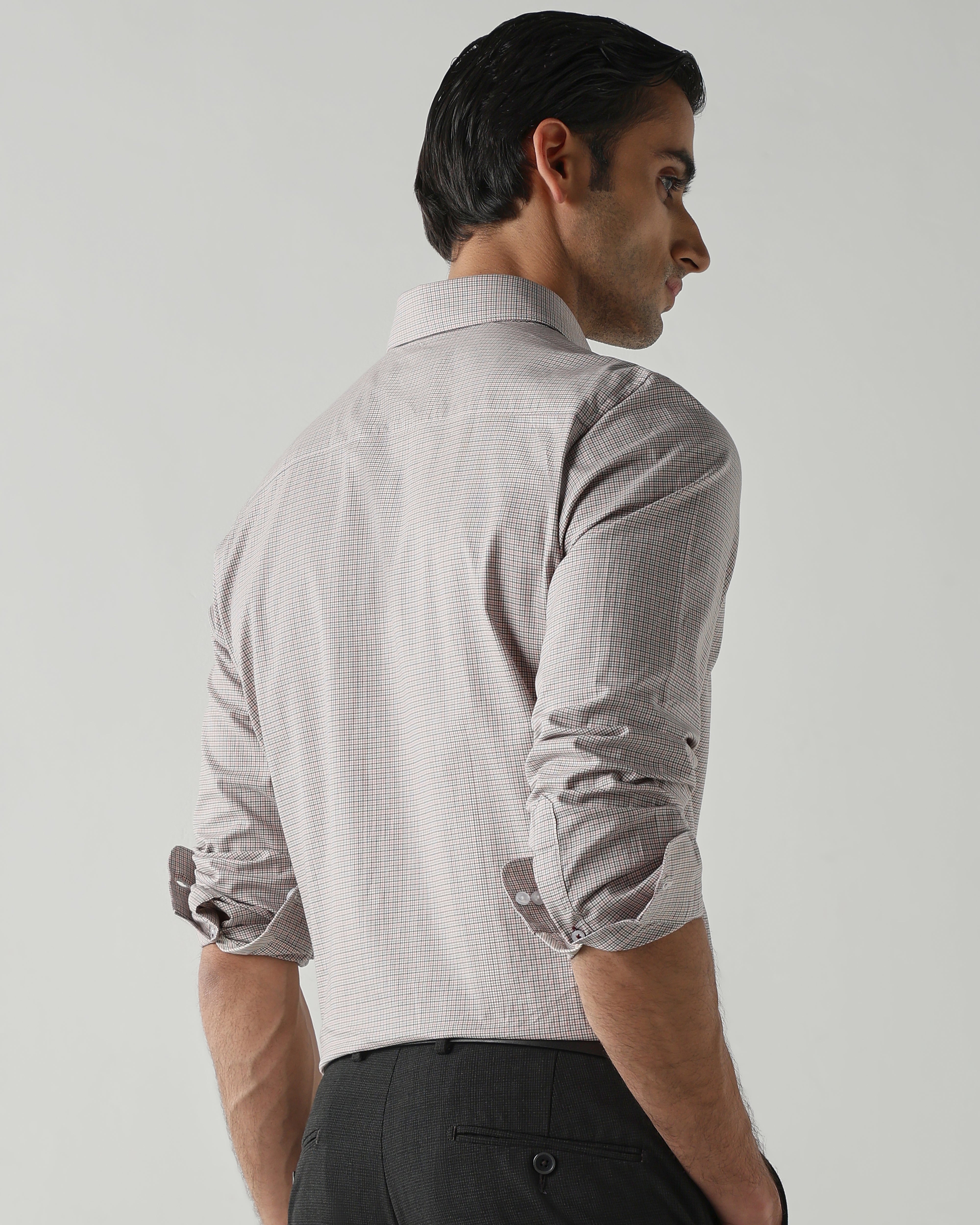 Pink/Black Pure Cotton Shirts for Men | Slim Fit Luxury Wear