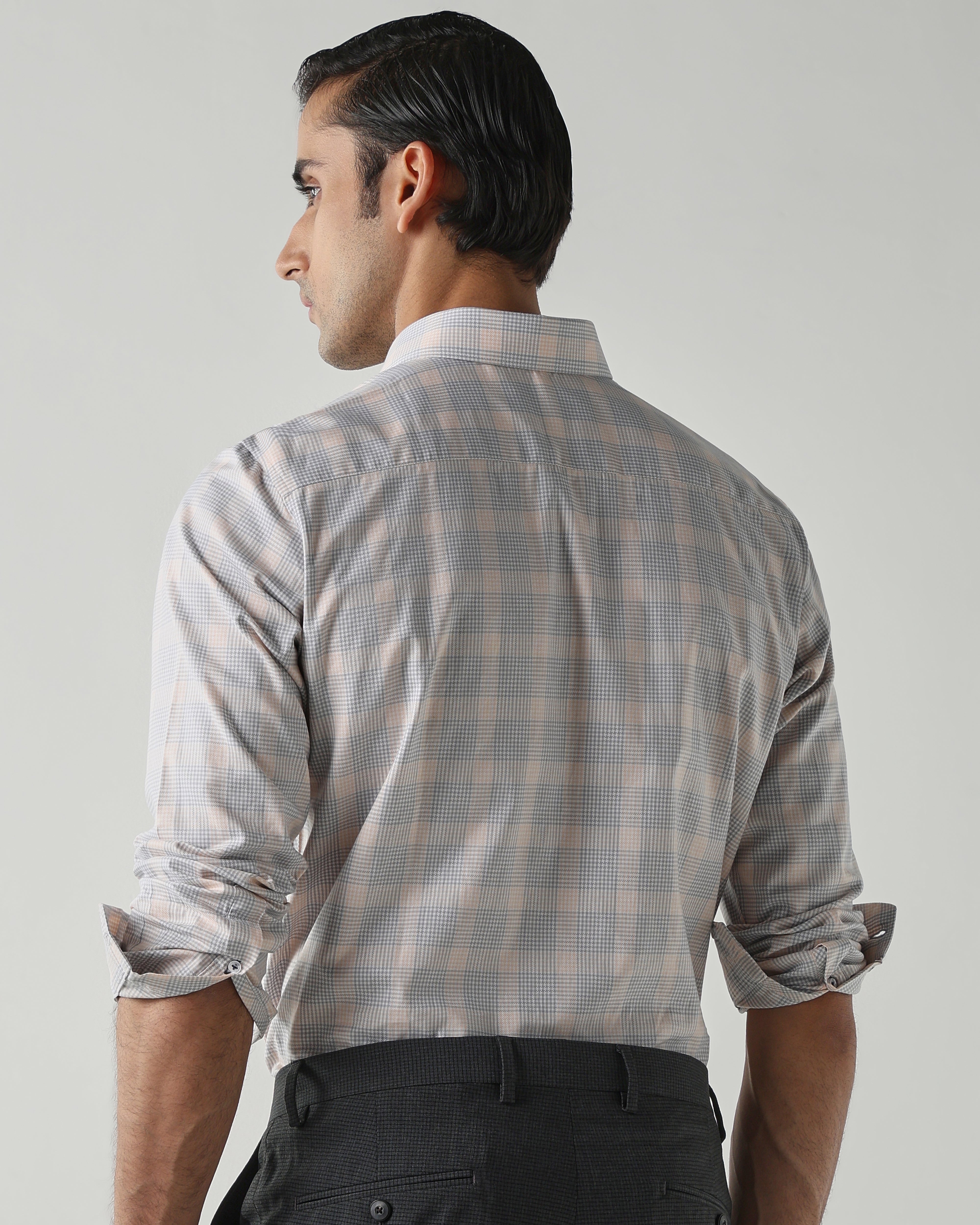 Orange/Grey shirts crafted in 100% cotton,