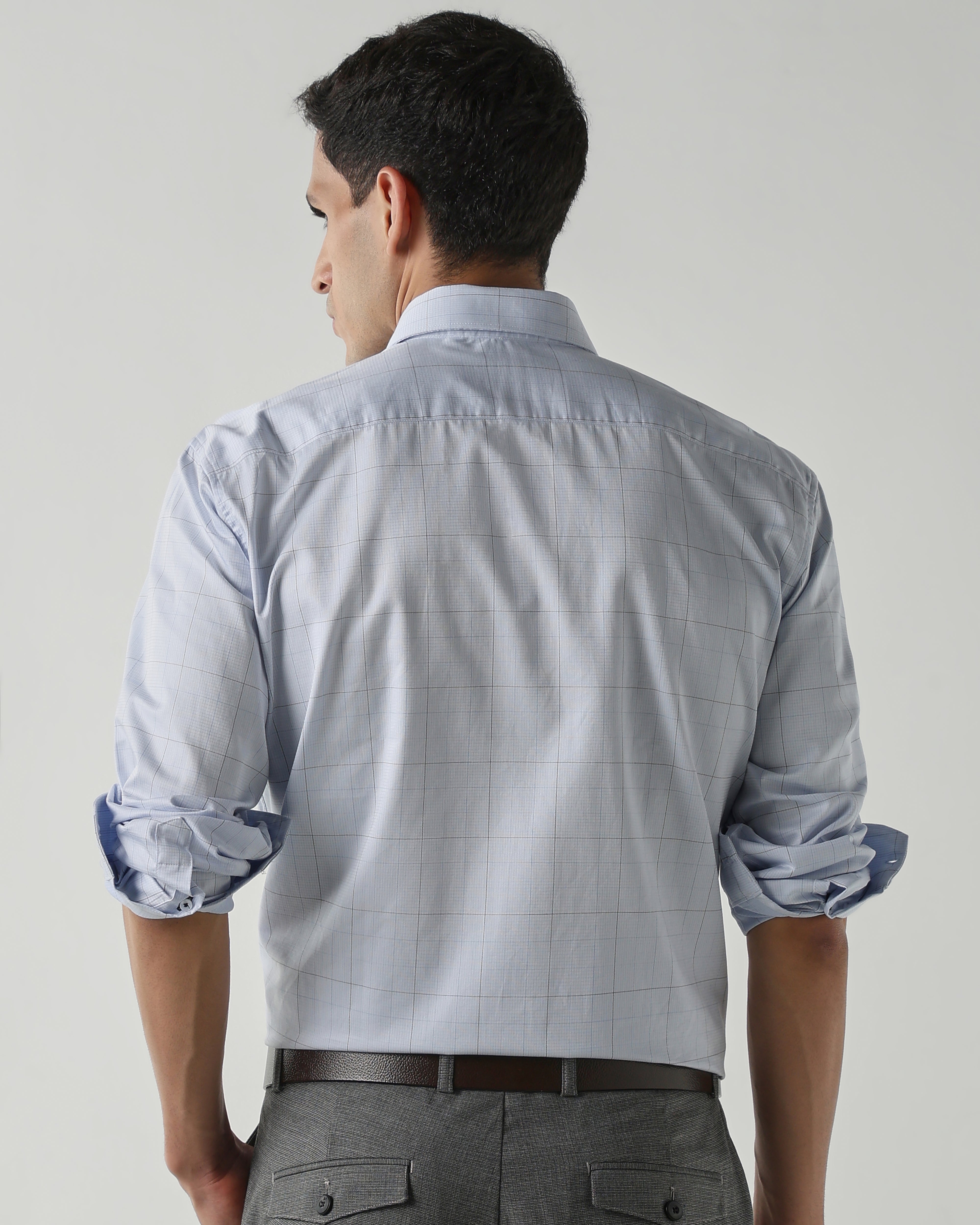 Sky Blue Pure Cotton Shirts for Men | Slim Fit Luxury Wear