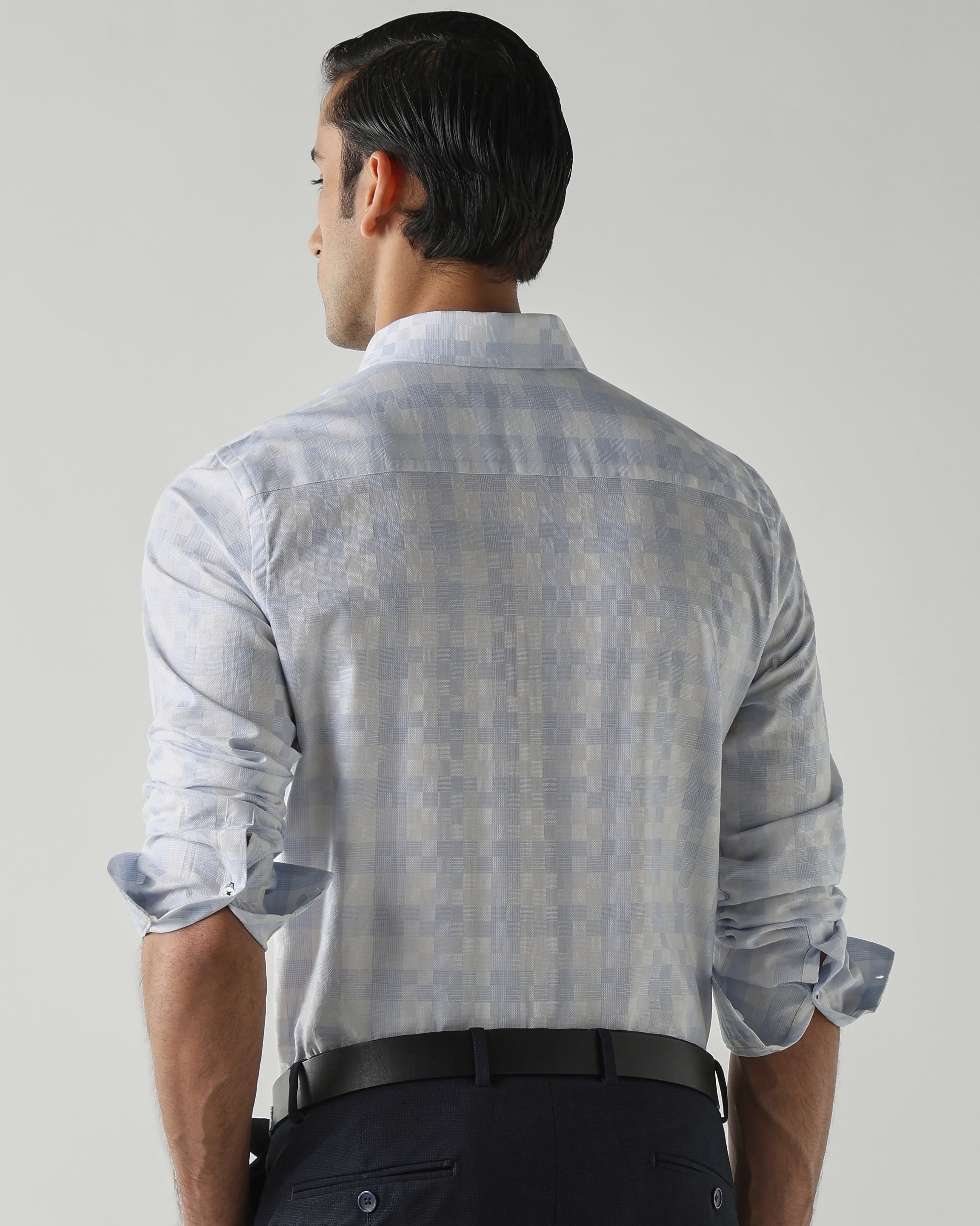 White/Sky Blue shirts crafted in 100% cotton,