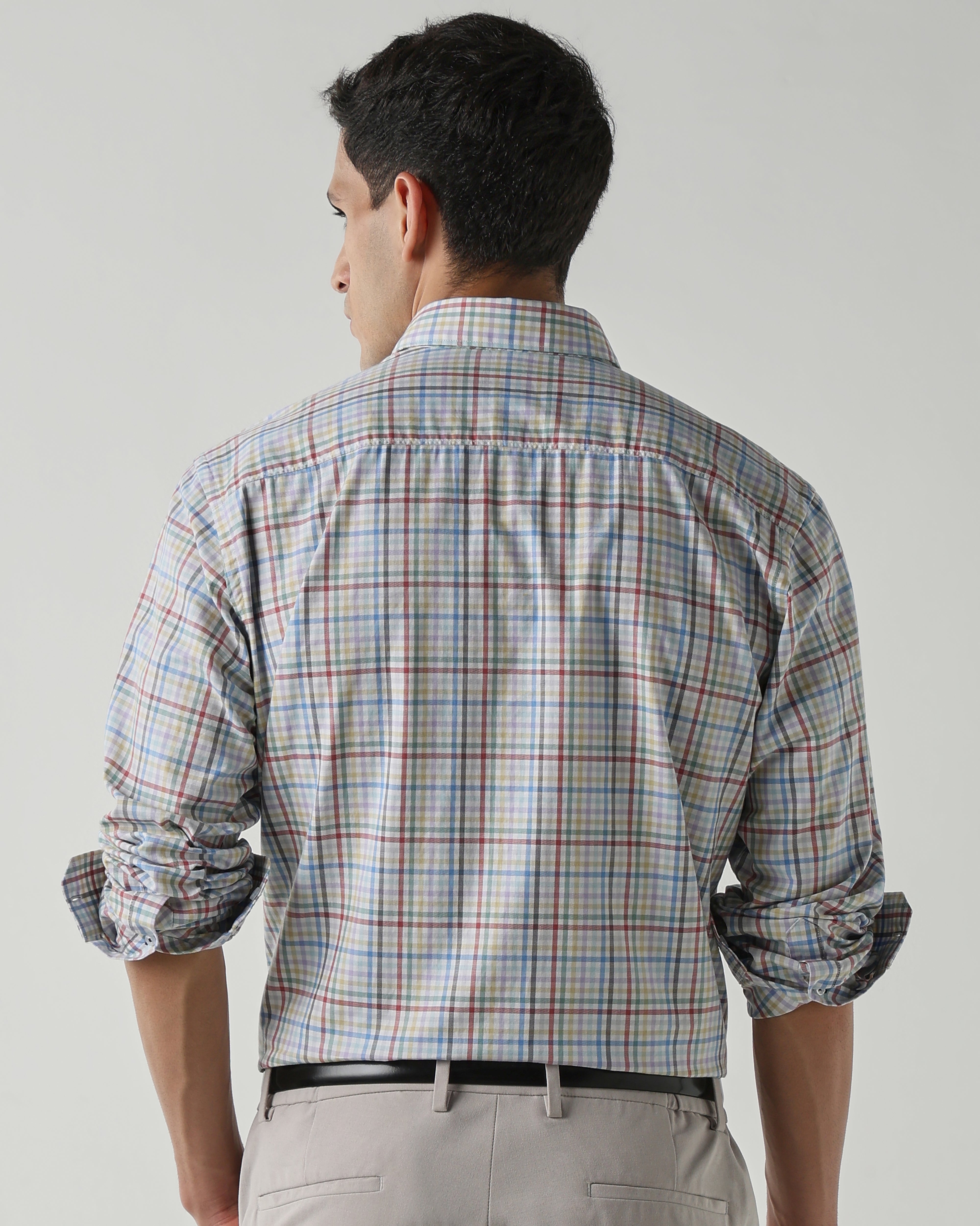 Multi 100% Cotton Checks Shirts For Men | Regular Fit Smart Casual Wear