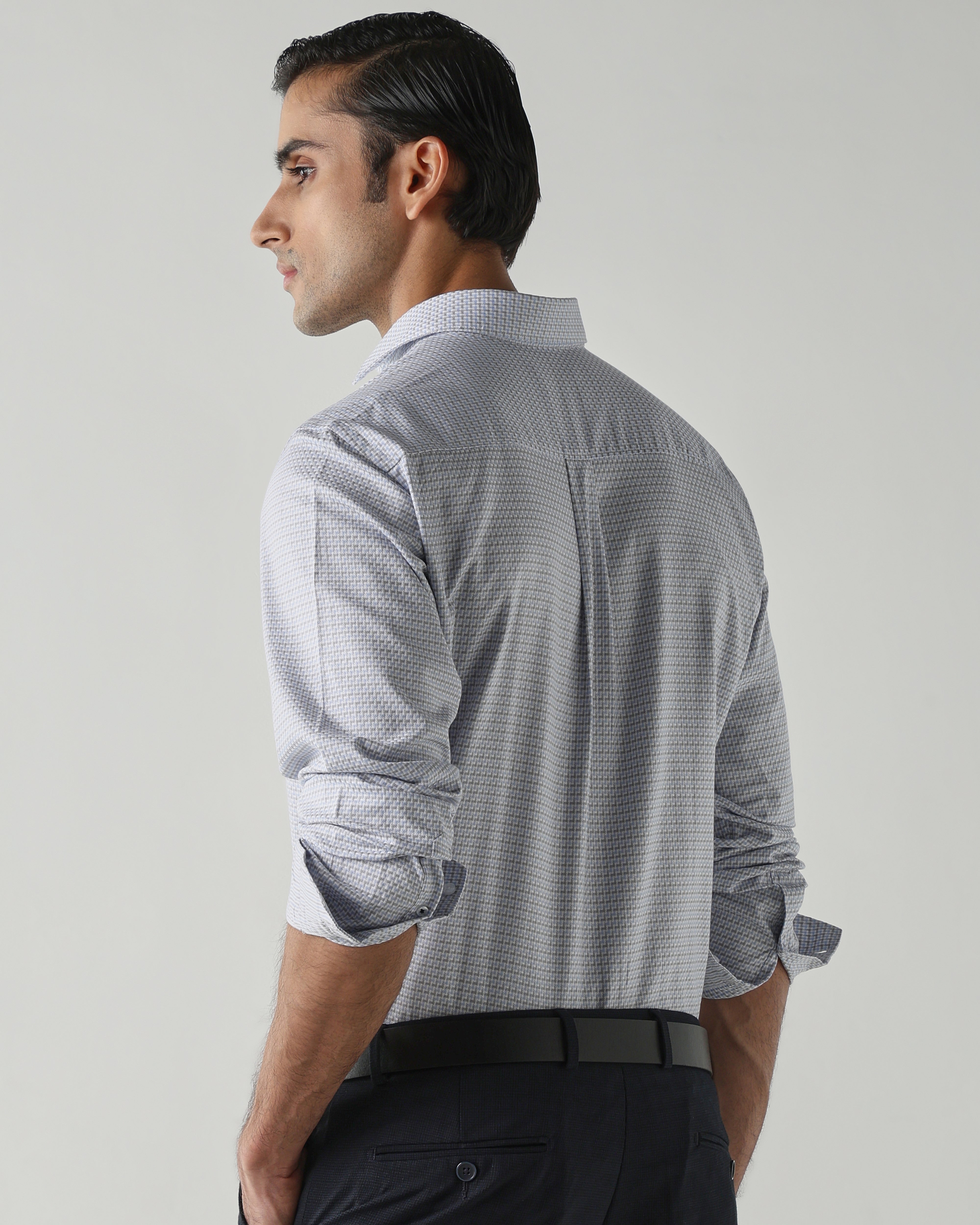 Grey/Sky Blue shirts crafted in 100% cotton