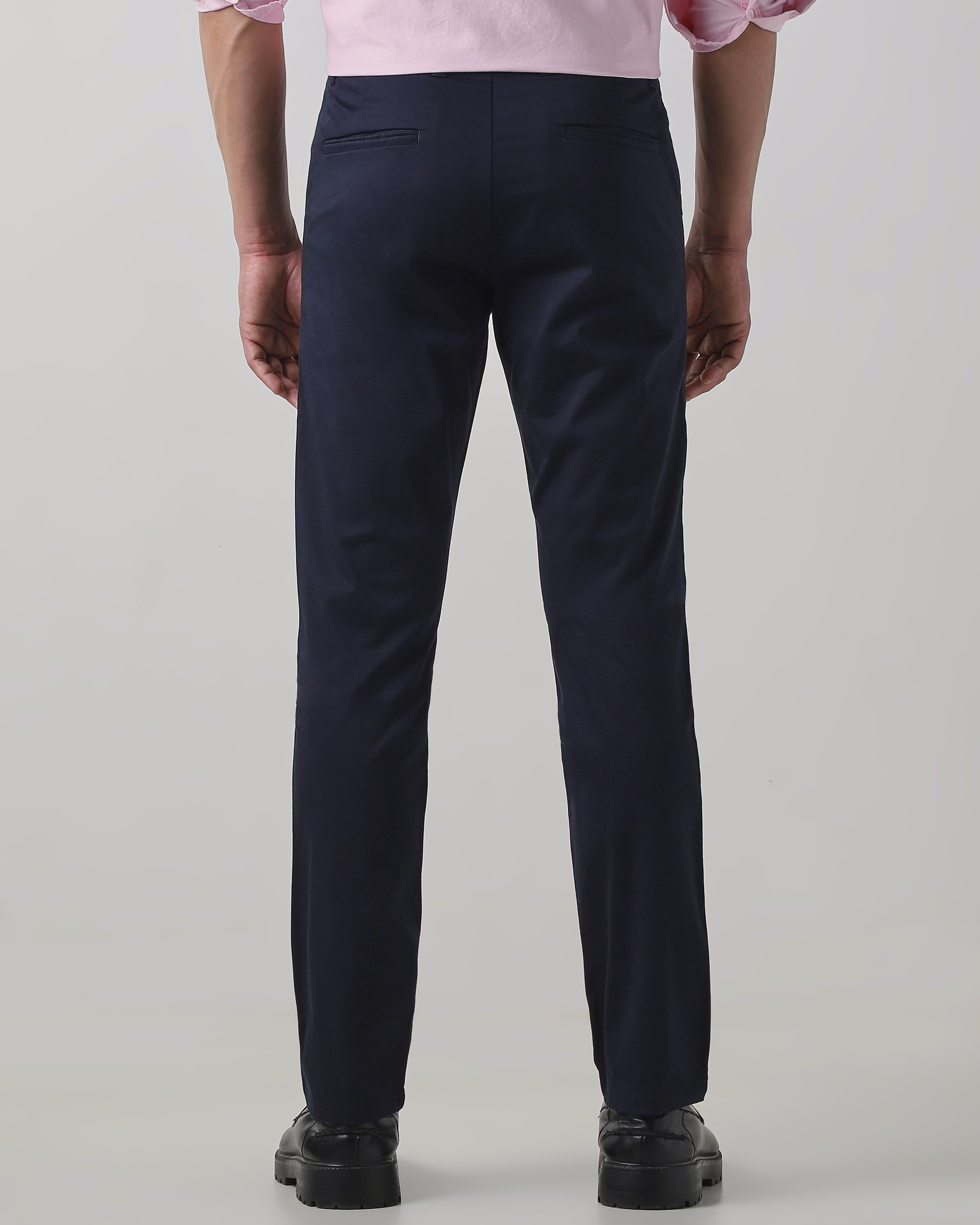 Navy Cotton Stretch Regular Fit Trouser