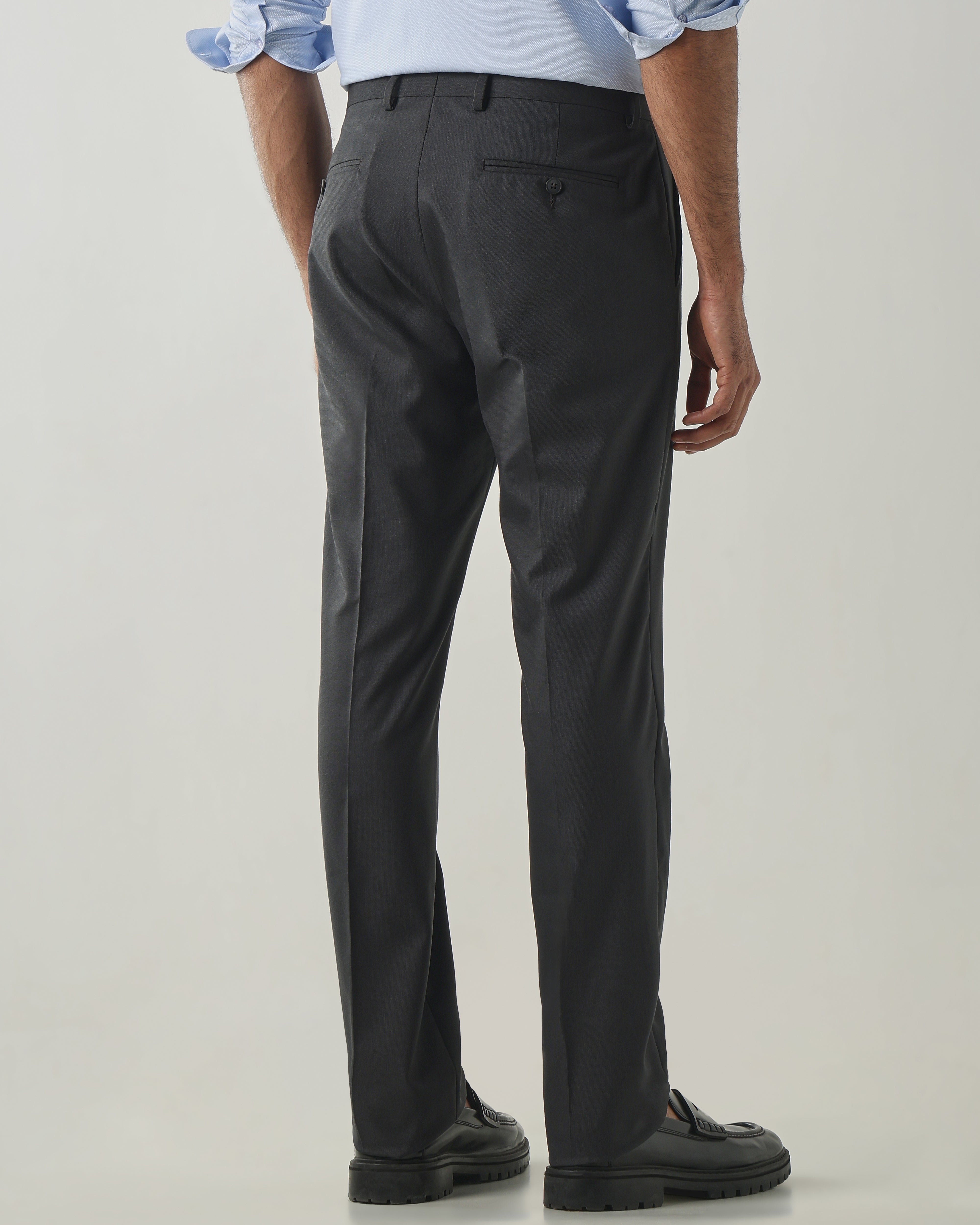 Dk Grey Regular Fit Fashion Formal Trousers