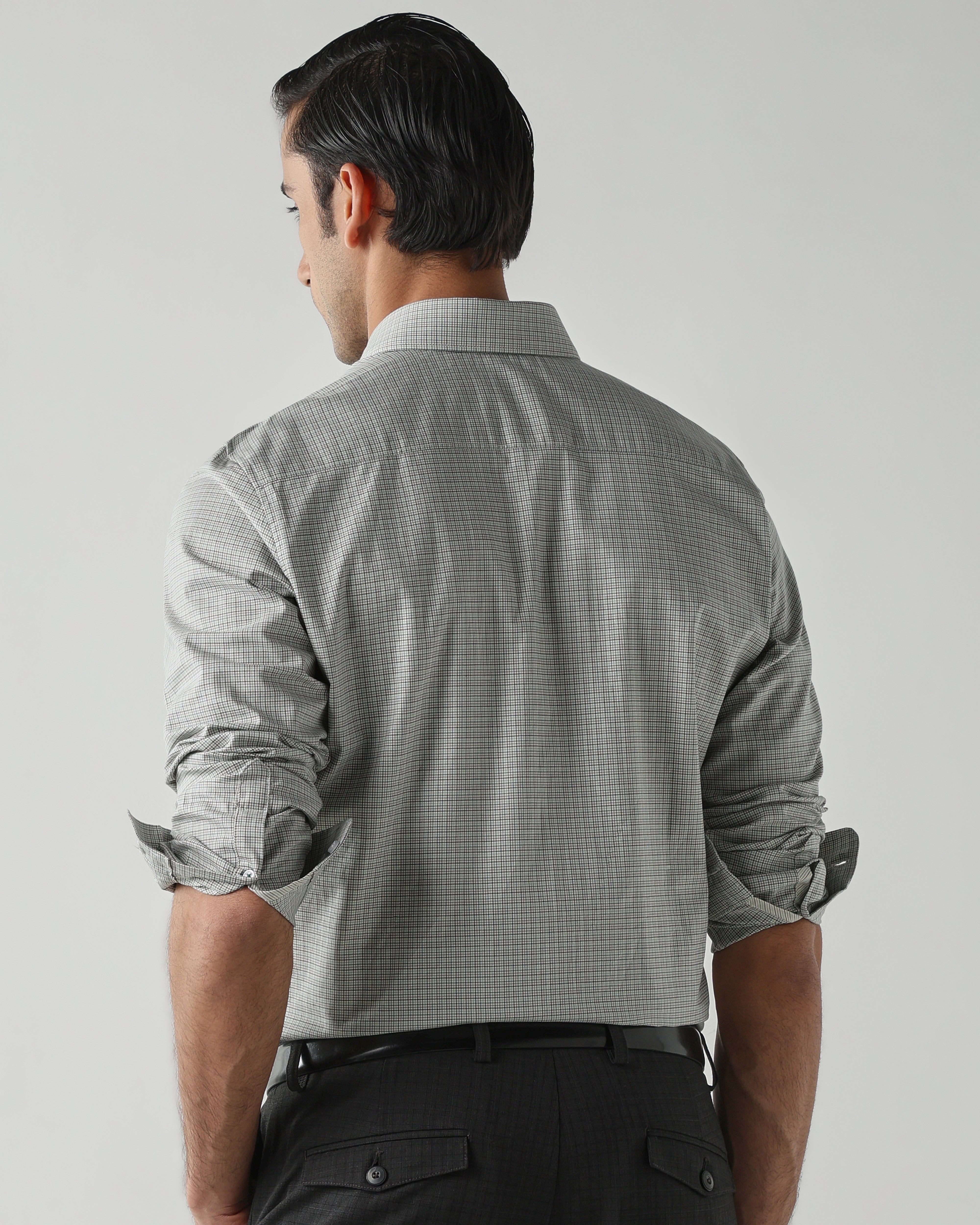 Green/Black Pure Cotton Shirts for Men | Slim Fit Luxury Wear