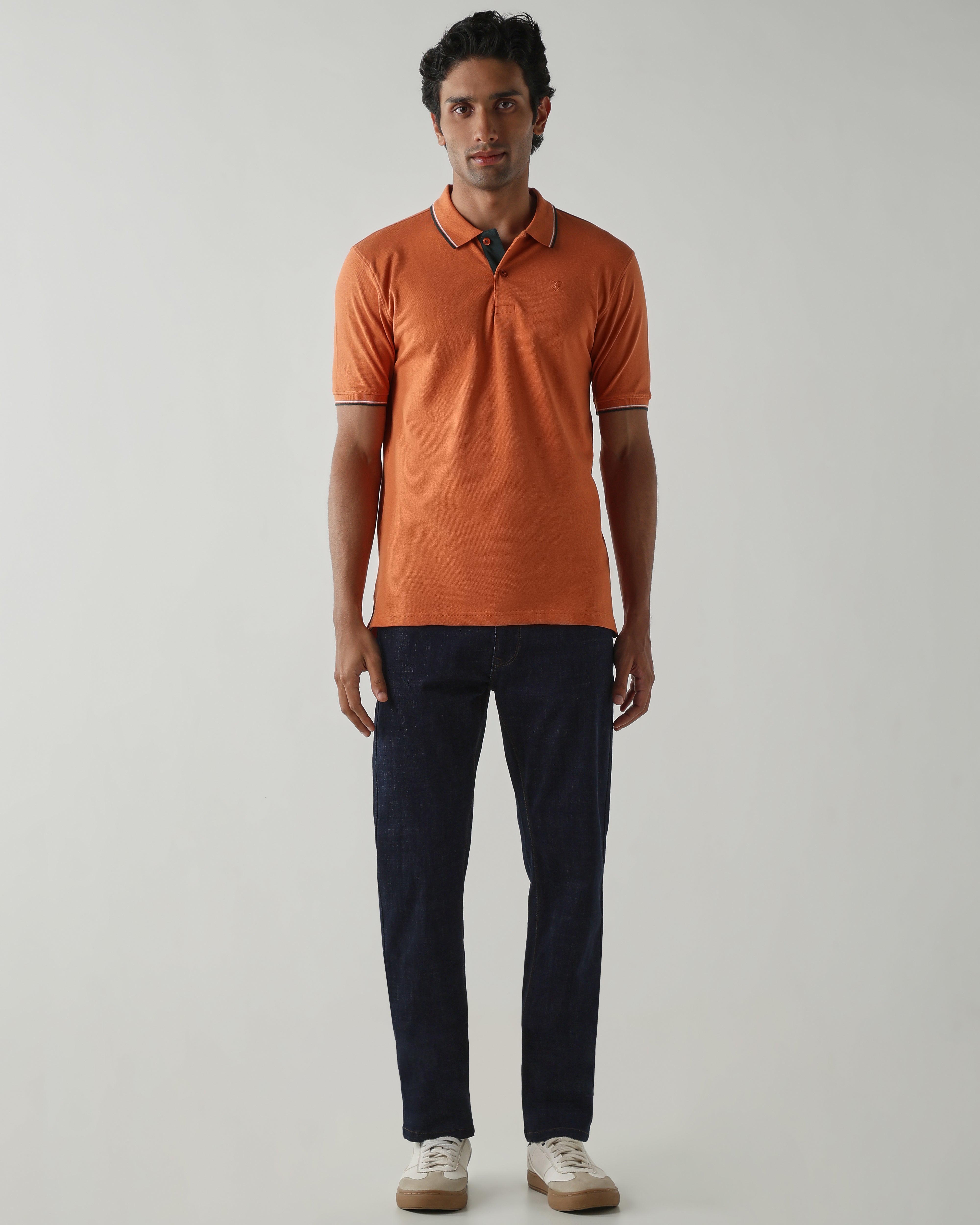 Topwear Premium Pique Knit Fabric T-Shirts – Apricot