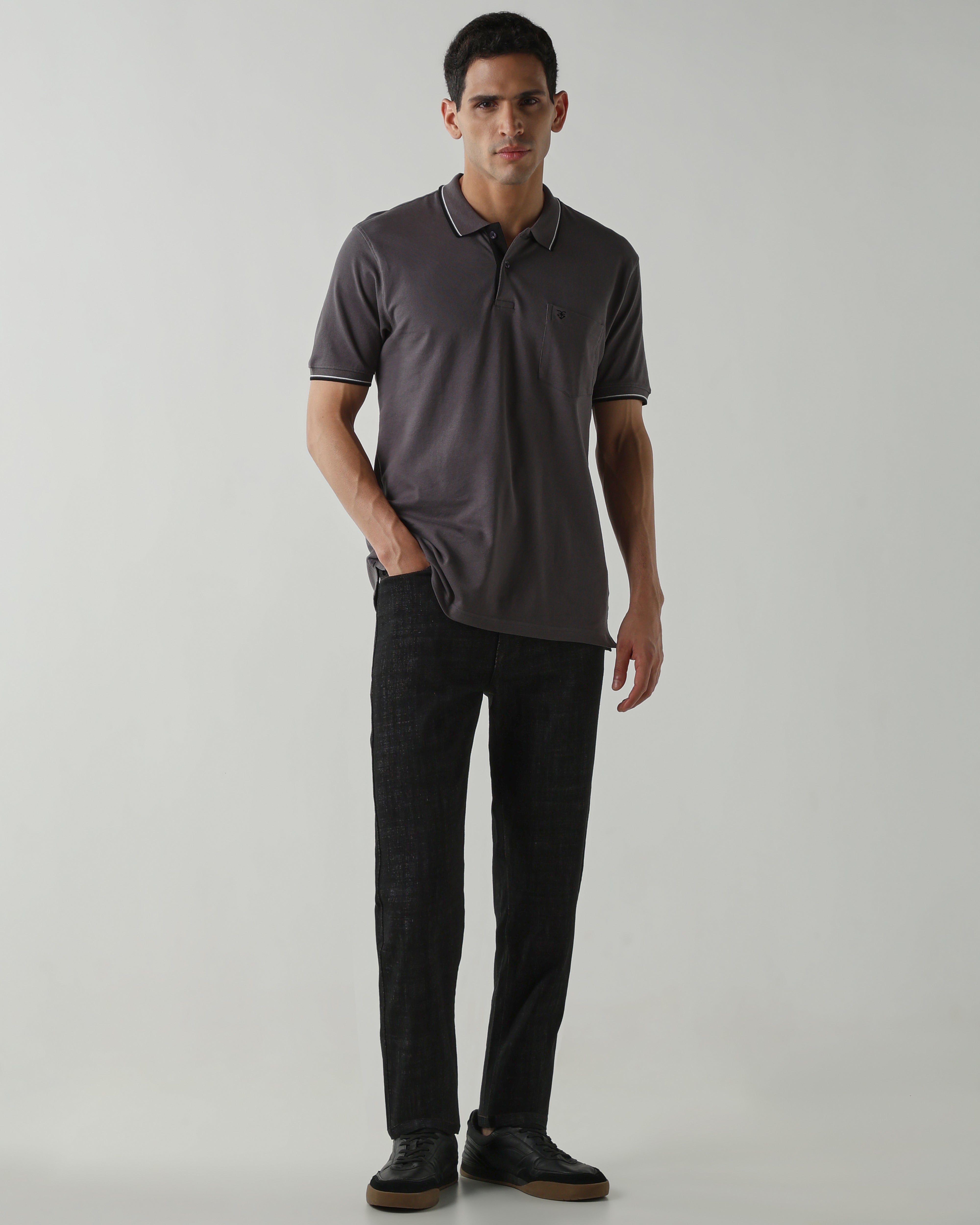 Topwear Premium Pique Knit Fabric T-Shirts – Dark Grey