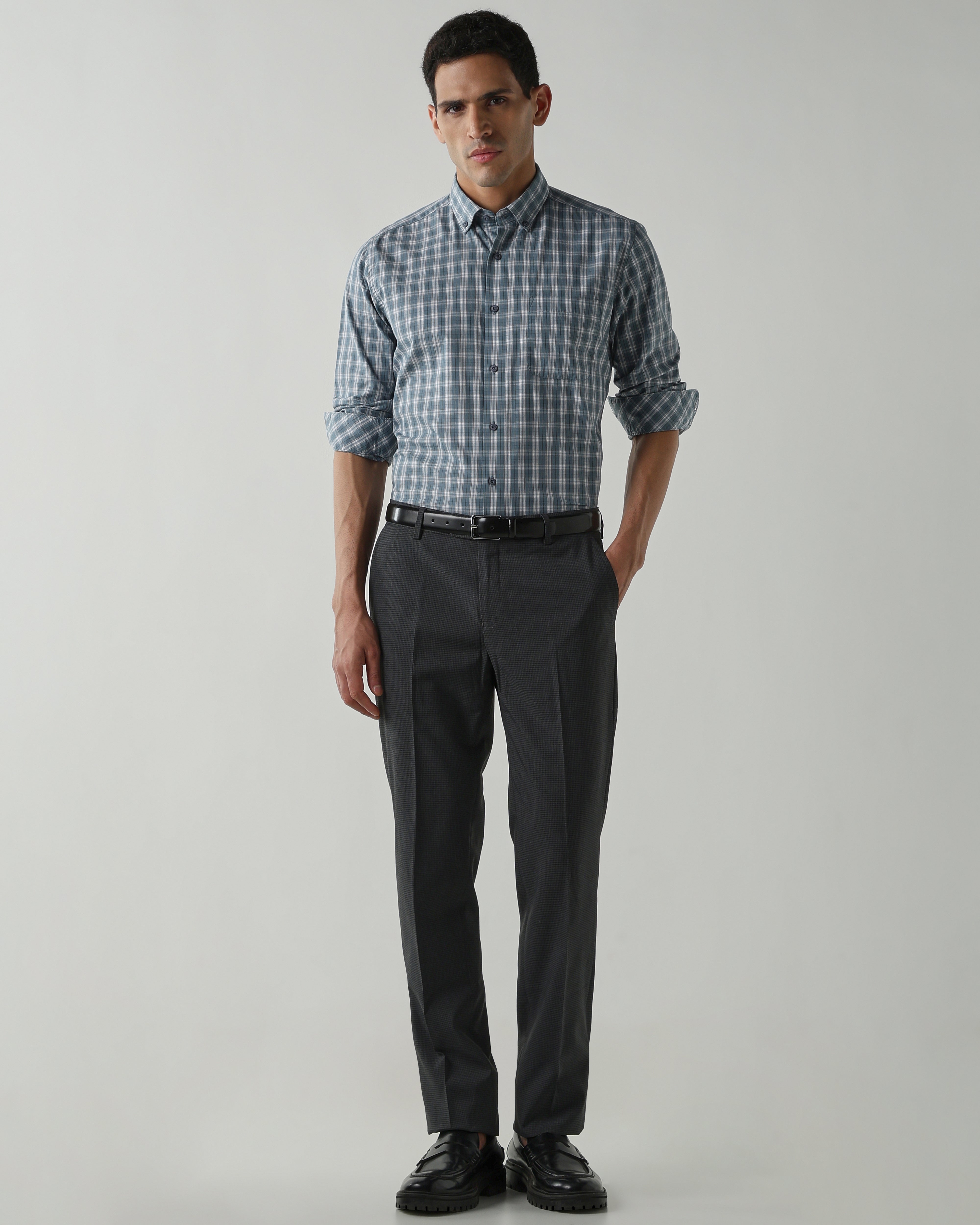 Teal Pure Cotton Shirts for Men | Slim Fit Luxury Wear