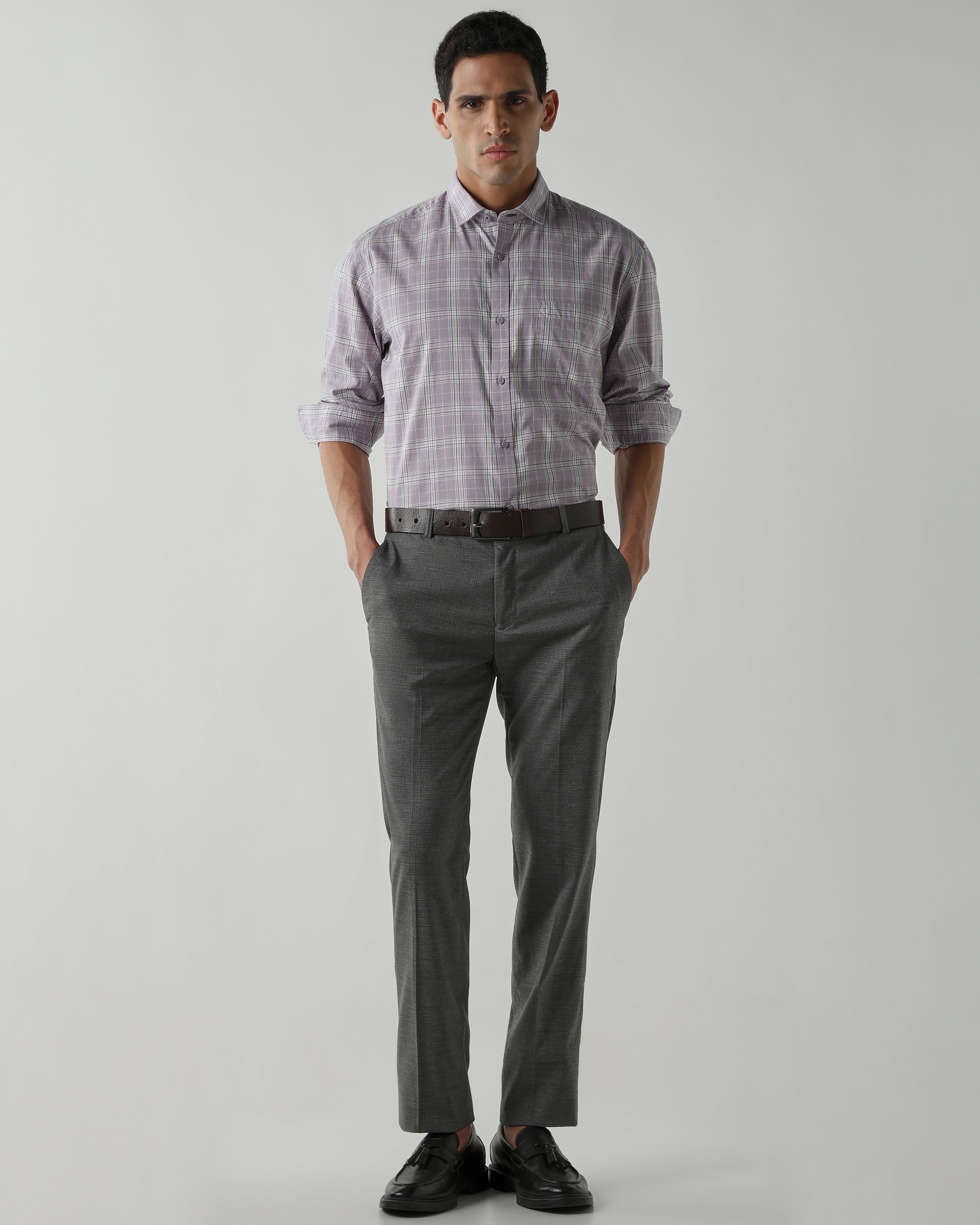 Lilac Pure Cotton Shirts for Men | Regular Fit Luxury Wear