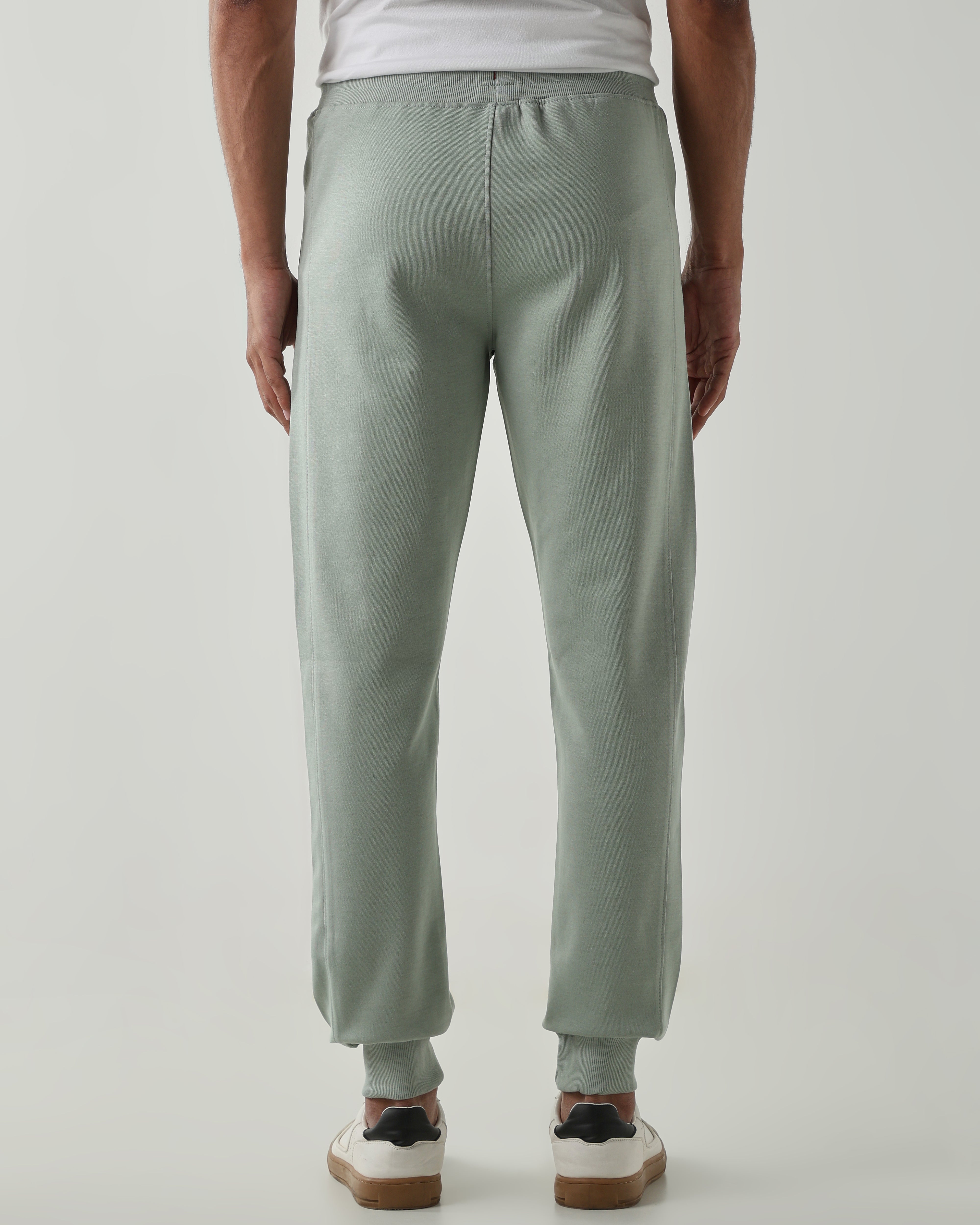 Rib at Waist and bottom Flat Front Joggers – Frosty Green