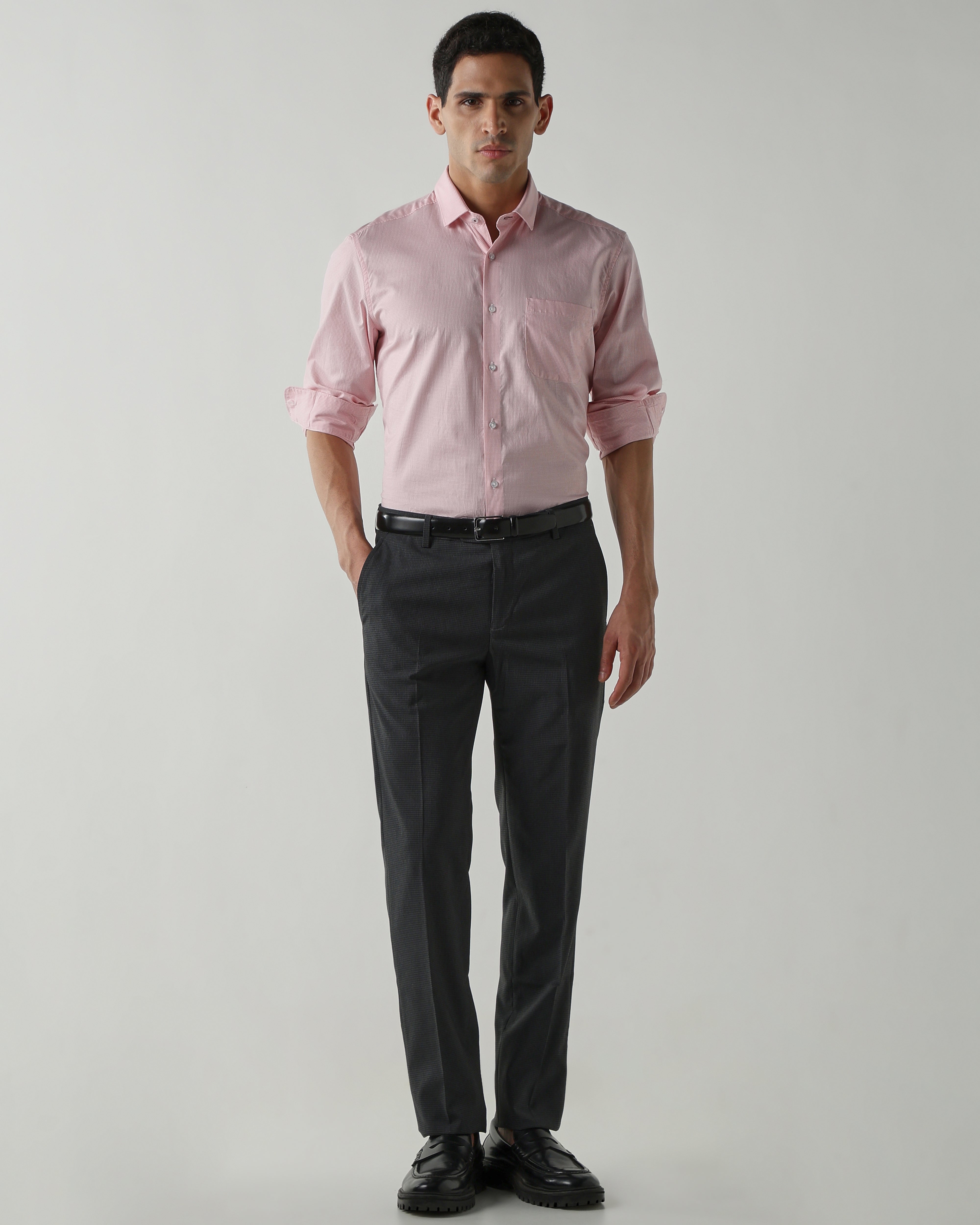 Pink Pure Cotton Shirts for Men | Slim Fit Luxury Wear