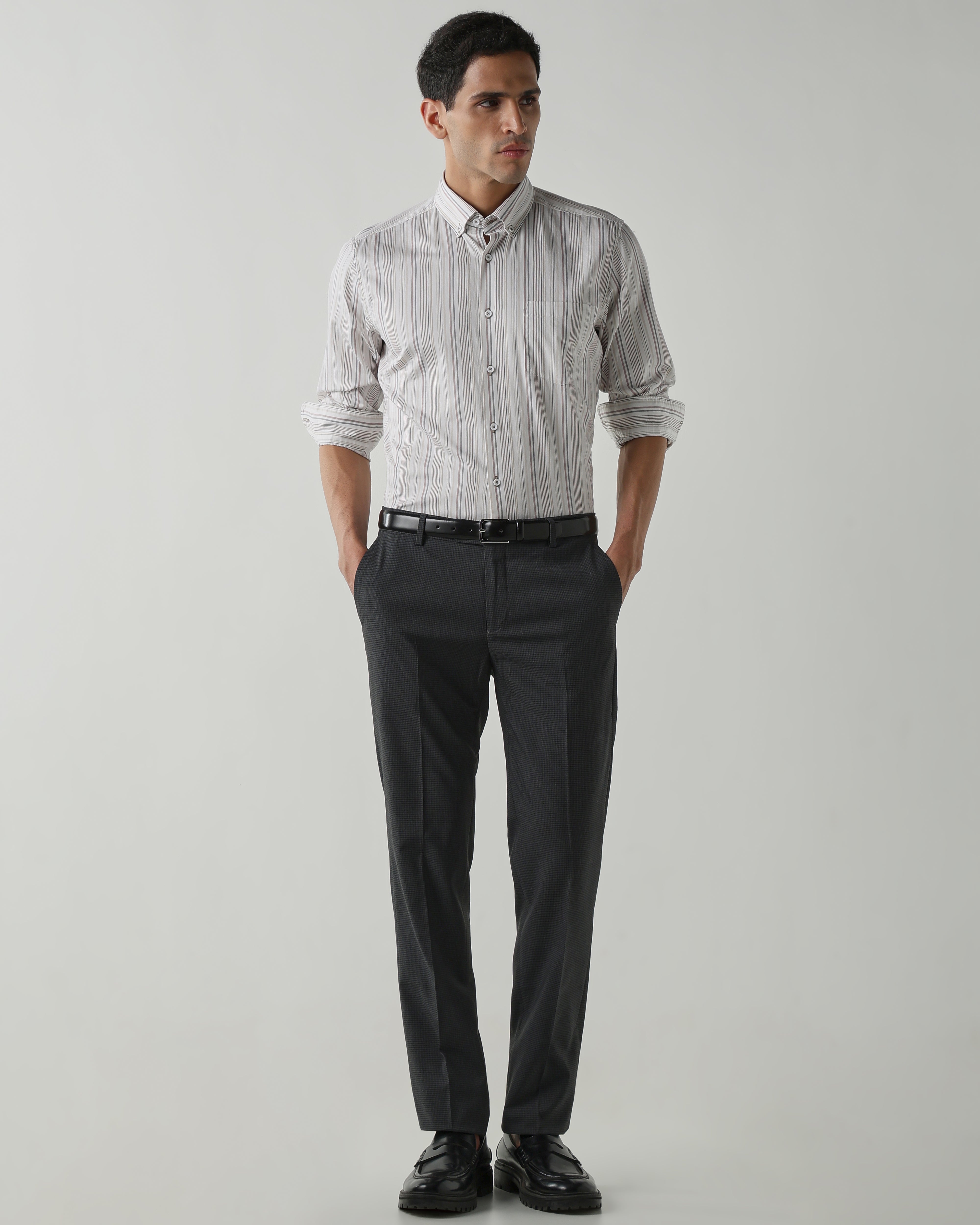 Black/Maroon Pure Cotton Shirts for Men | Slim Fit Luxury Wear
