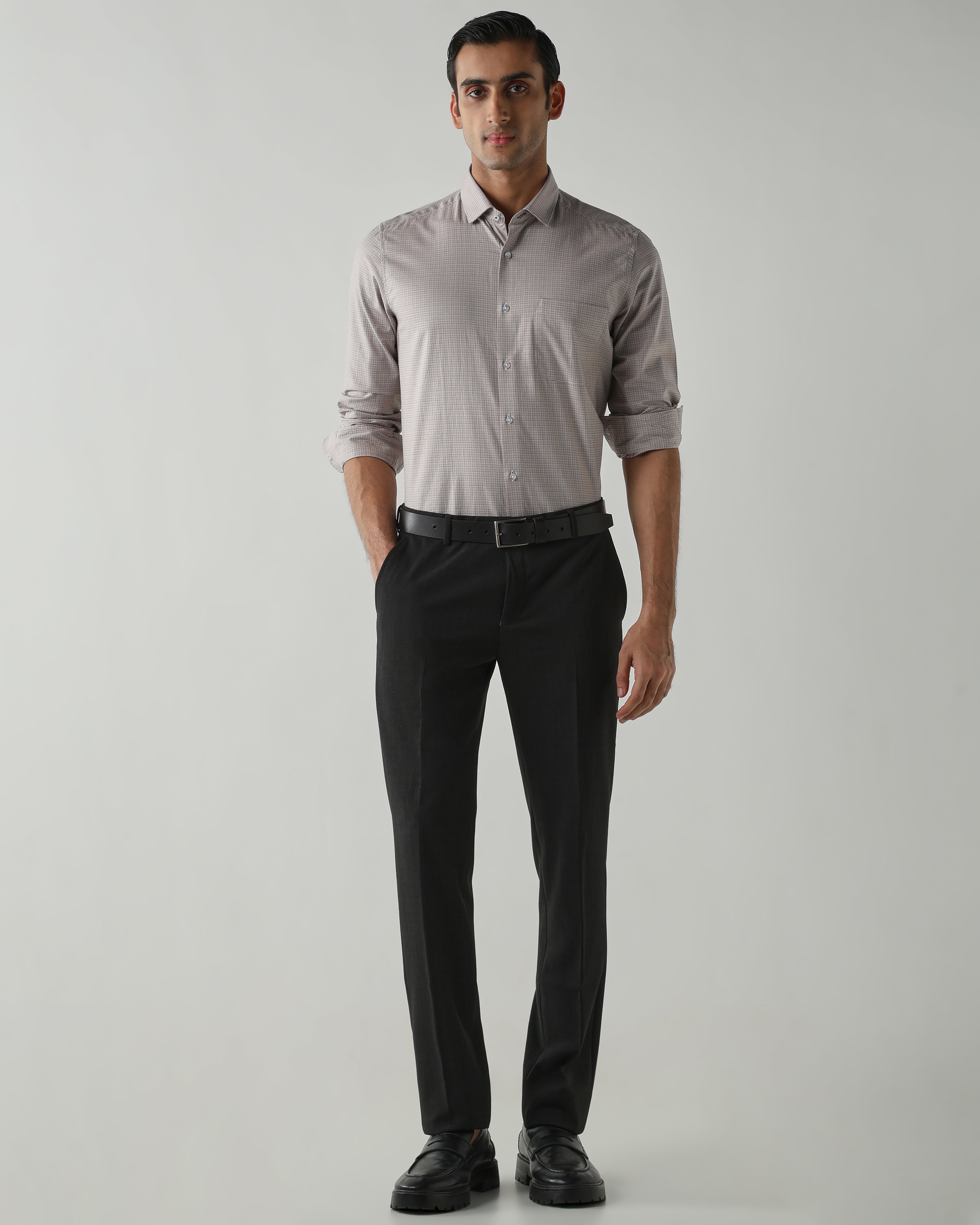 Pink/Black Pure Cotton Shirts for Men | Slim Fit Luxury Wear