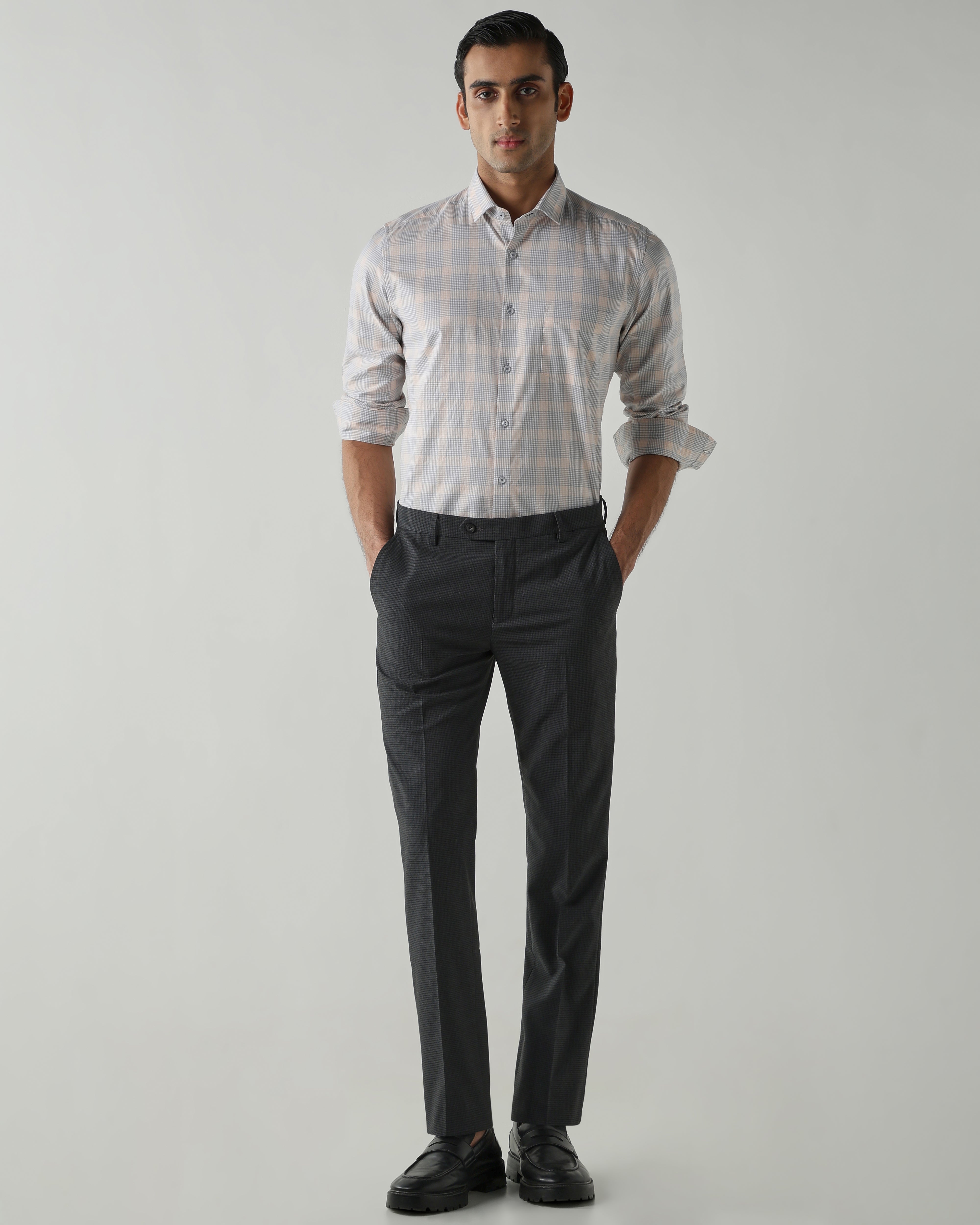Orange/Grey shirts crafted in 100% cotton,
