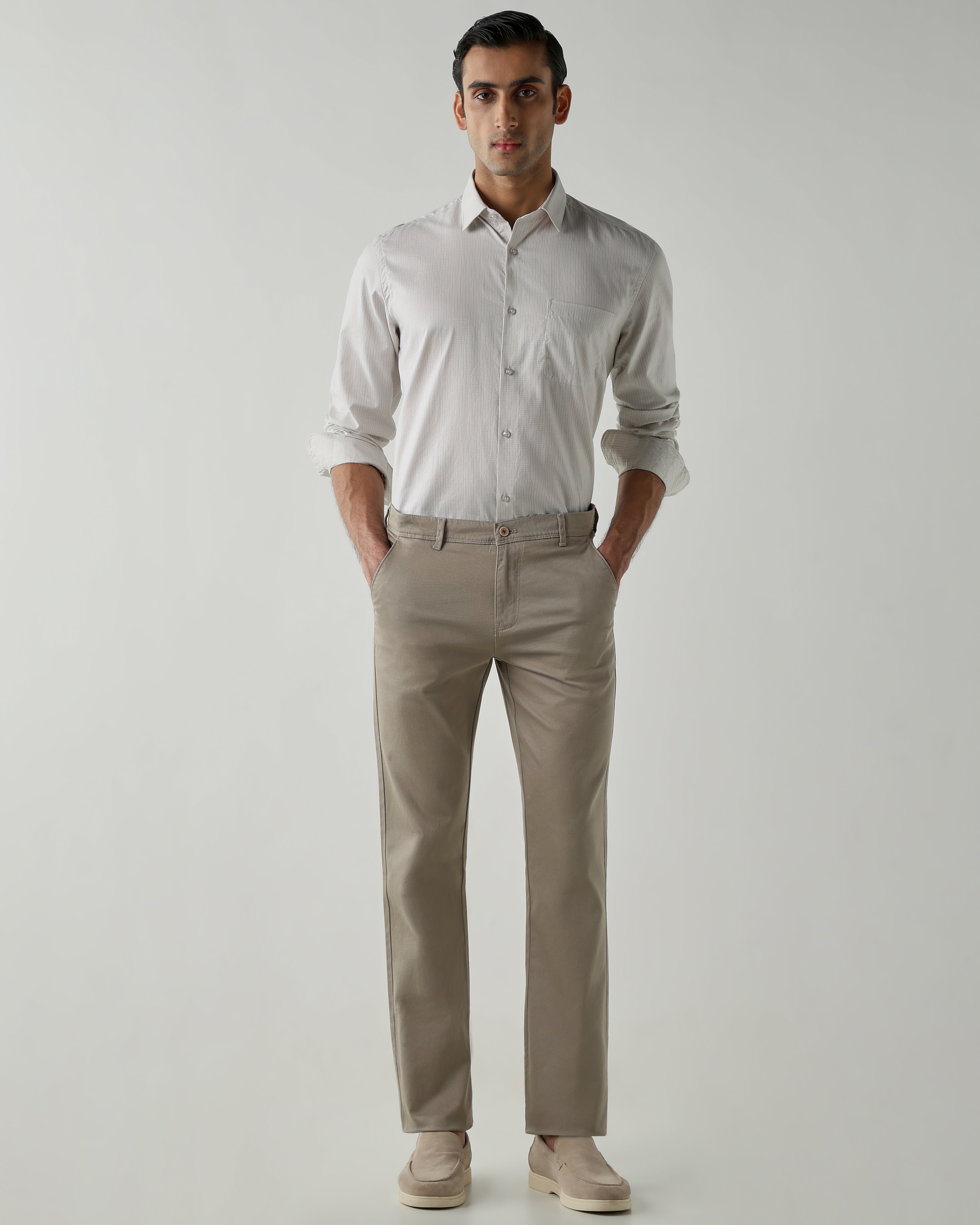 Beige shirts crafted in 100% cotton,