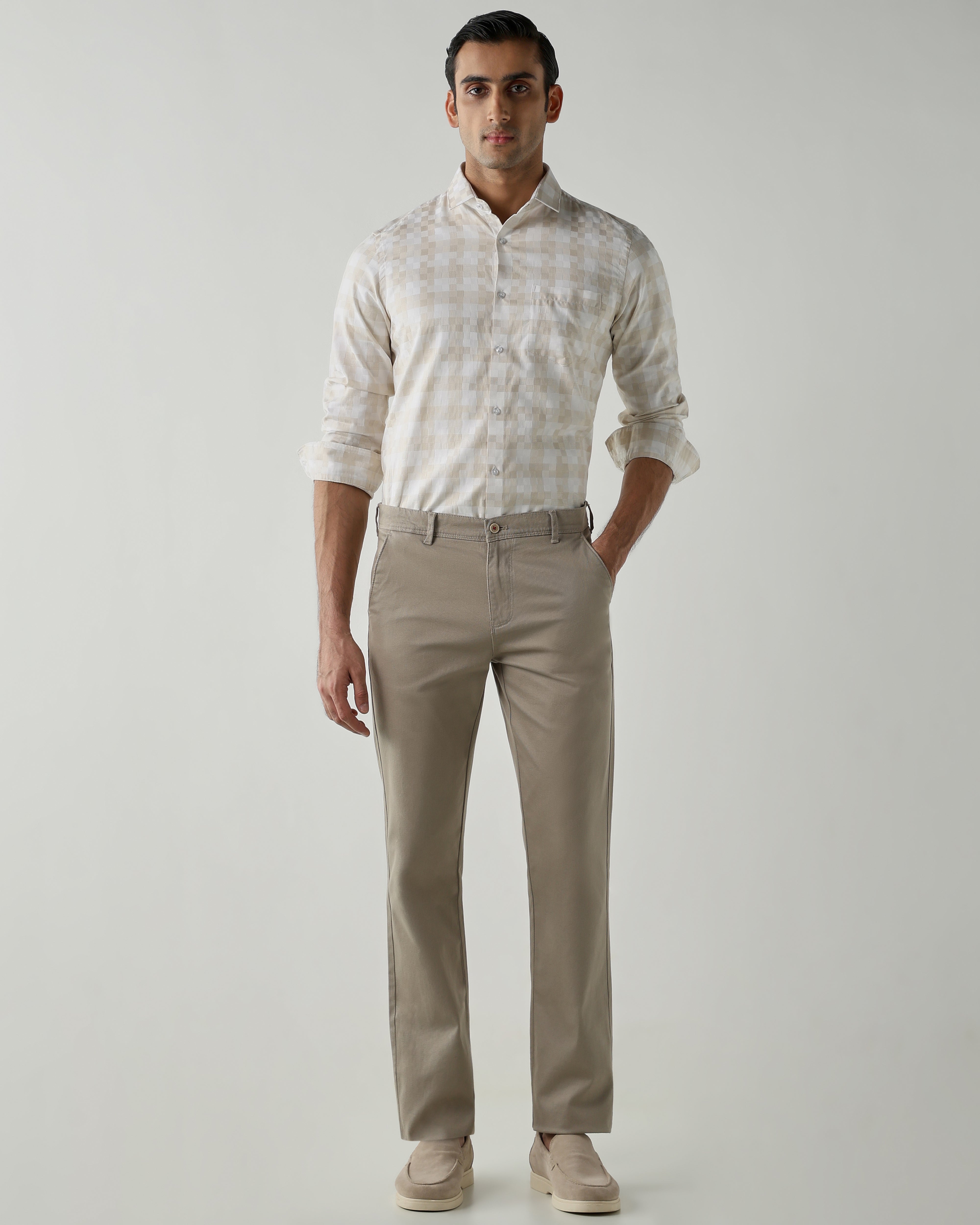 White/Fawn shirts crafted in 100% cotton